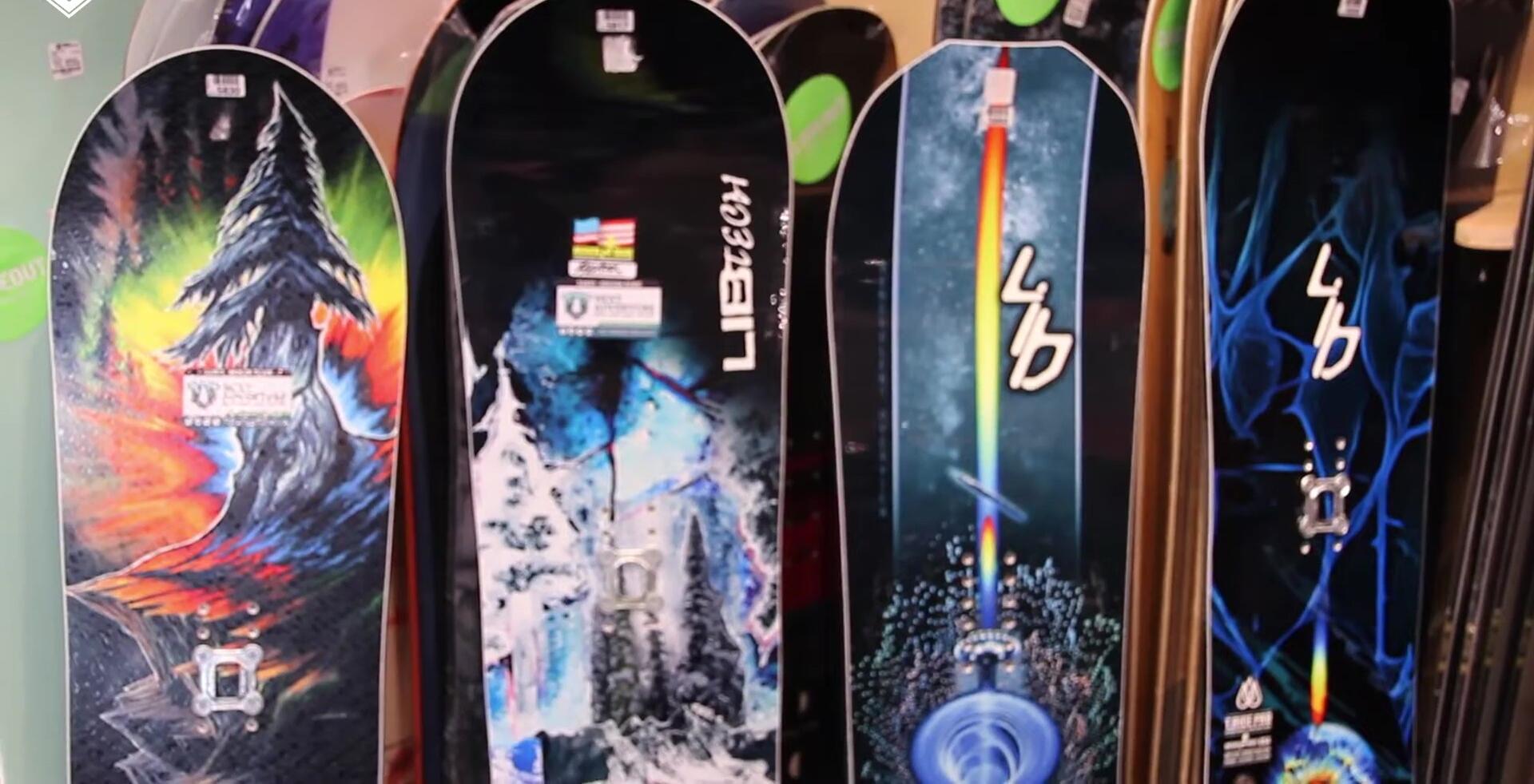 The snowboard in the demo fleet, indicating its availability for testing.