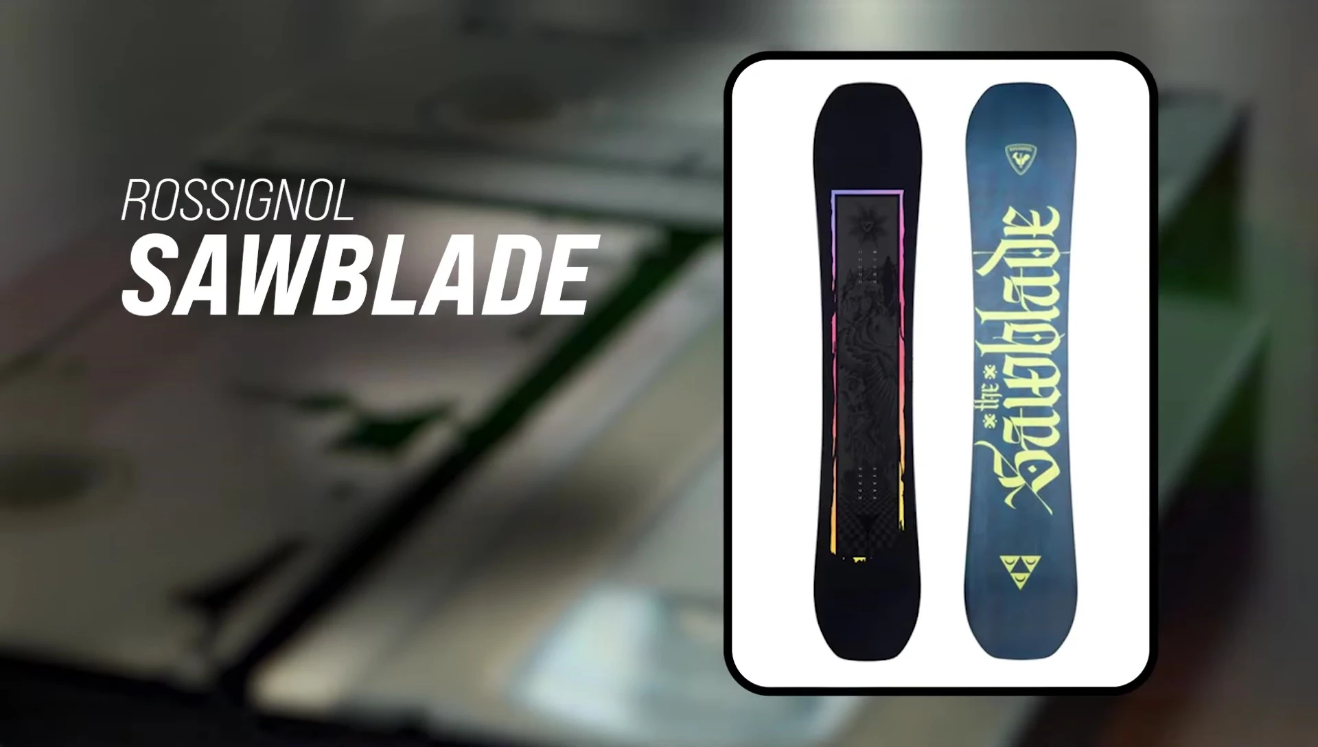 A snowboarder confidently riding the Rossi Saw Blade