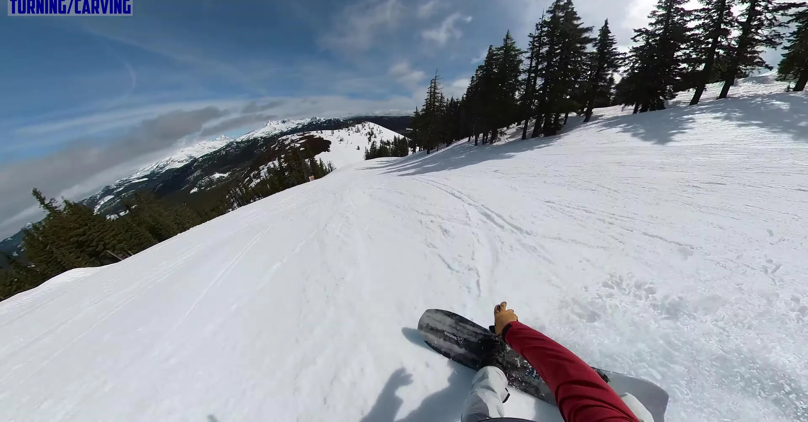 Snowboarder demonstrating turn initiation