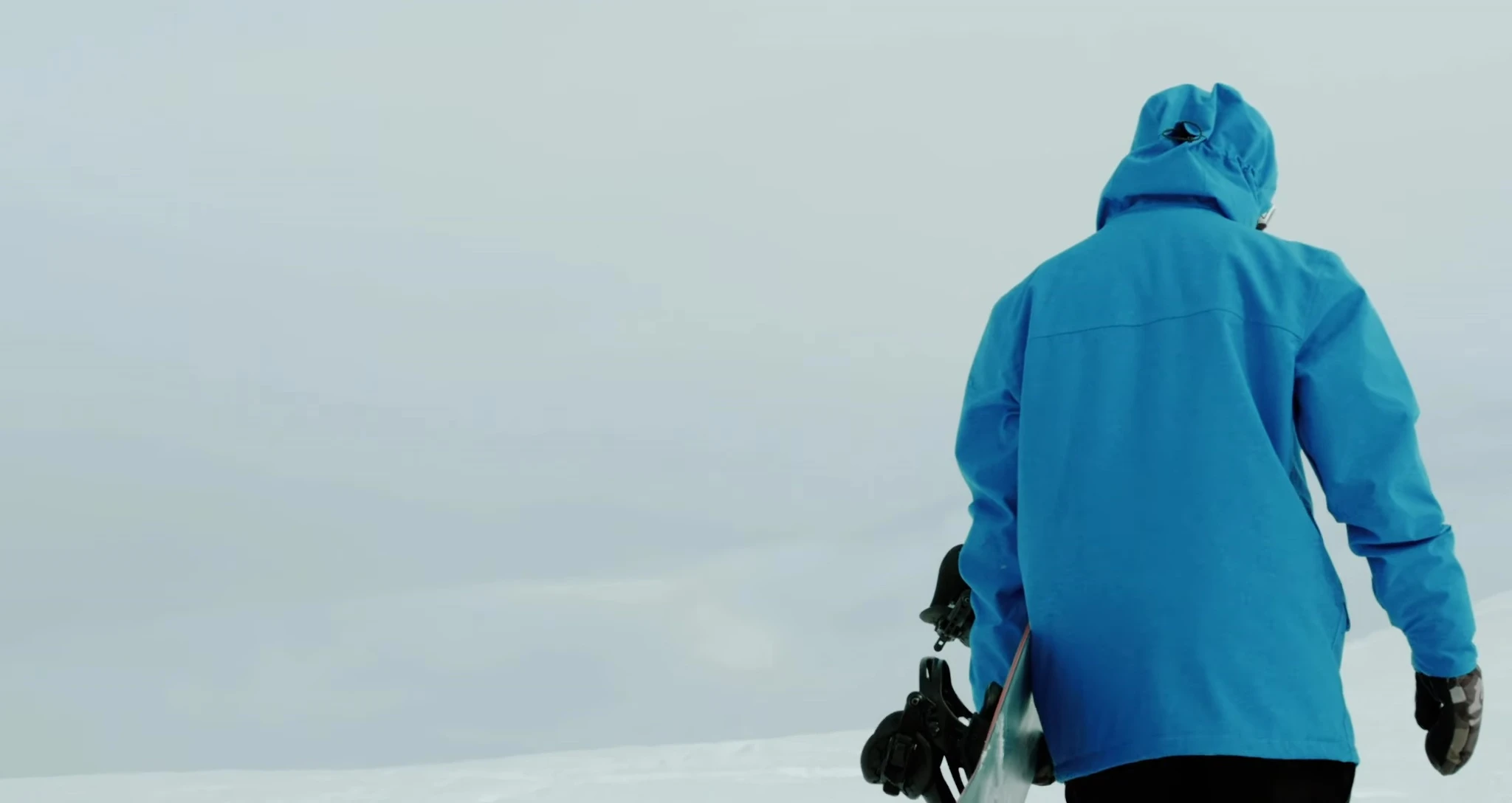 A detail shot highlighting the wood construction of the snowboard.