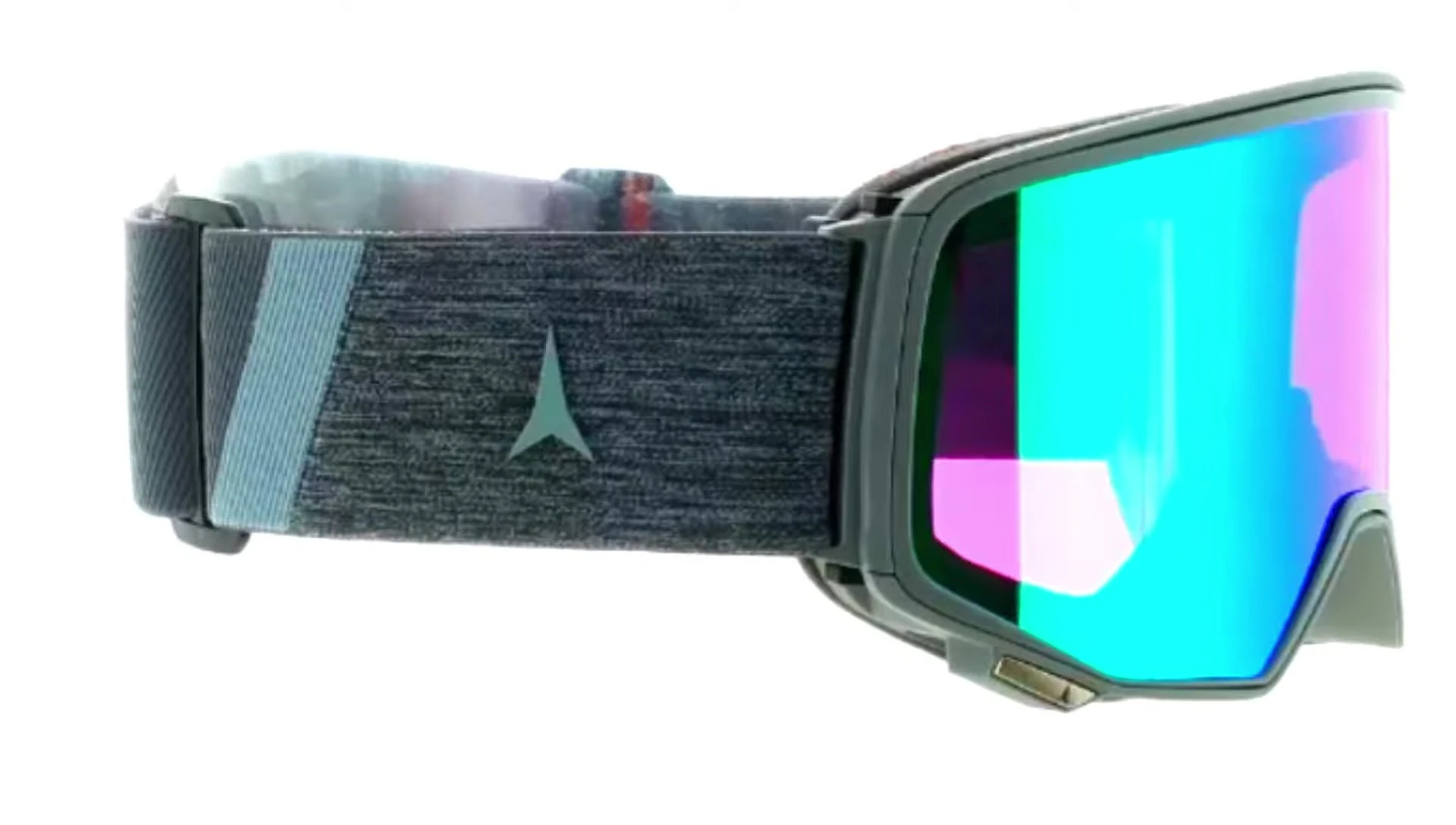 A person wearing Atomic 4Q HD goggles.