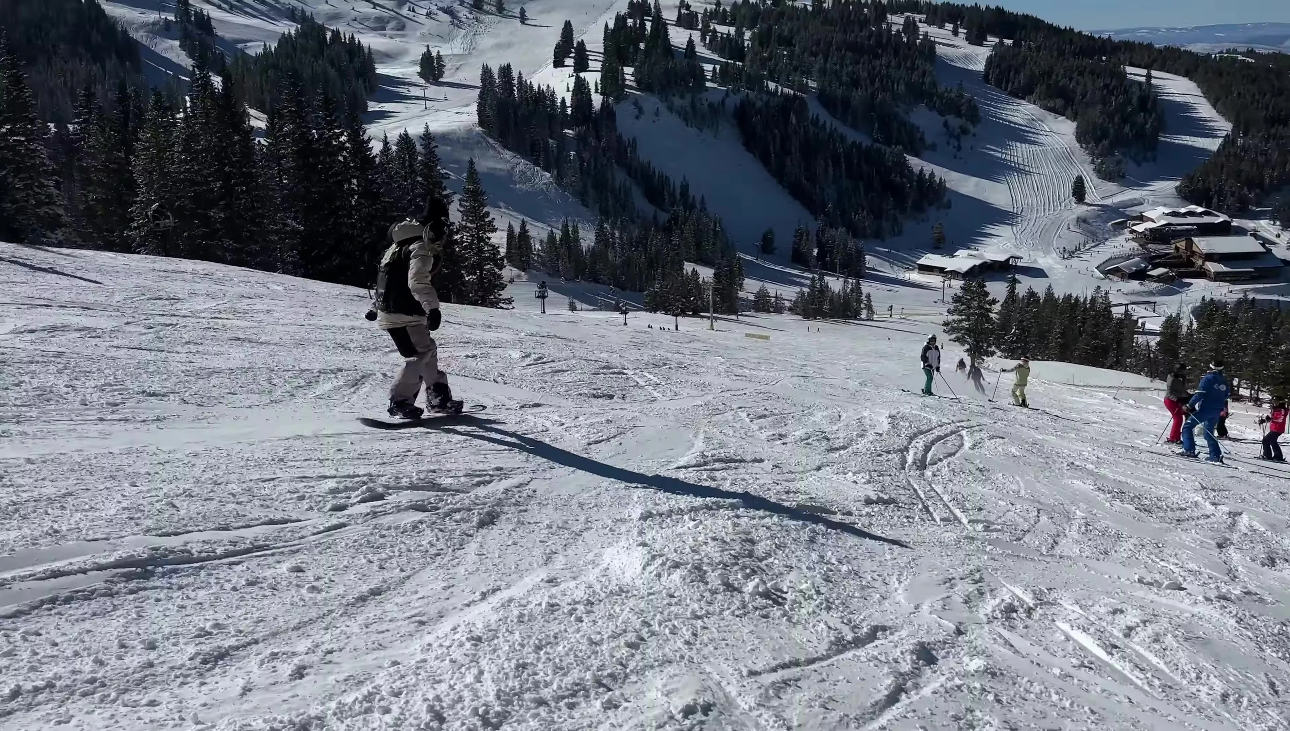 Rider navigating a crowded slope with confident control.