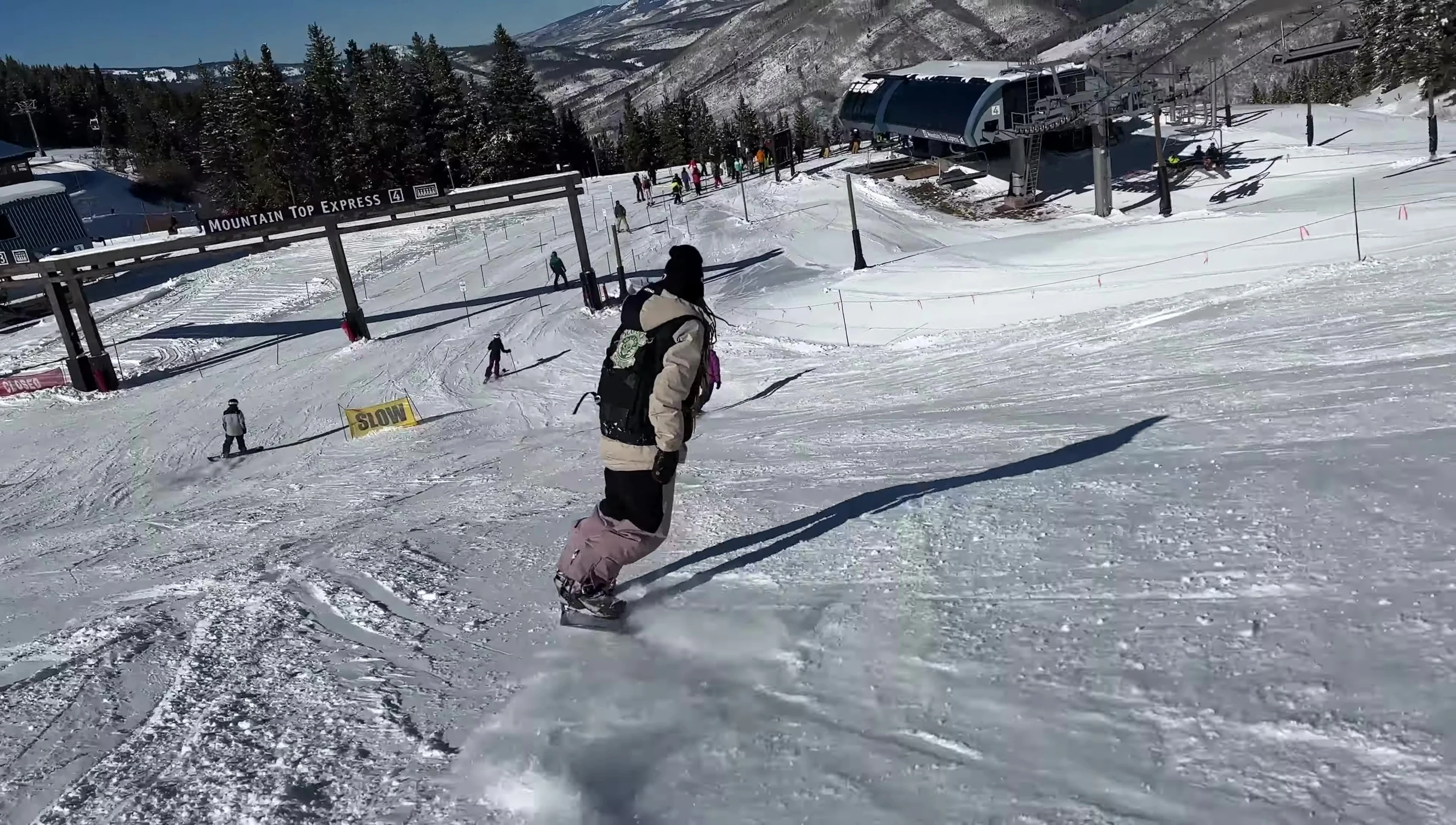 A shot emphasizing the board's playful flex.