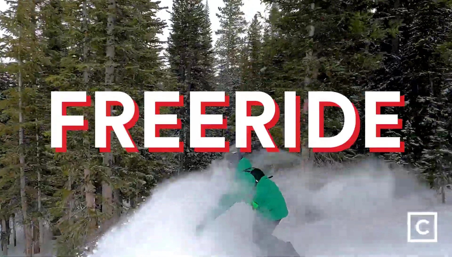Rider riding in powder