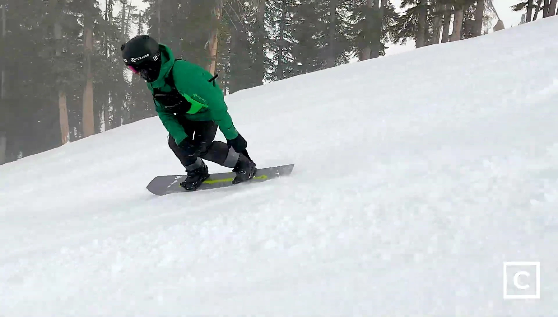 Rider demonstrating a carve on the Twinpig