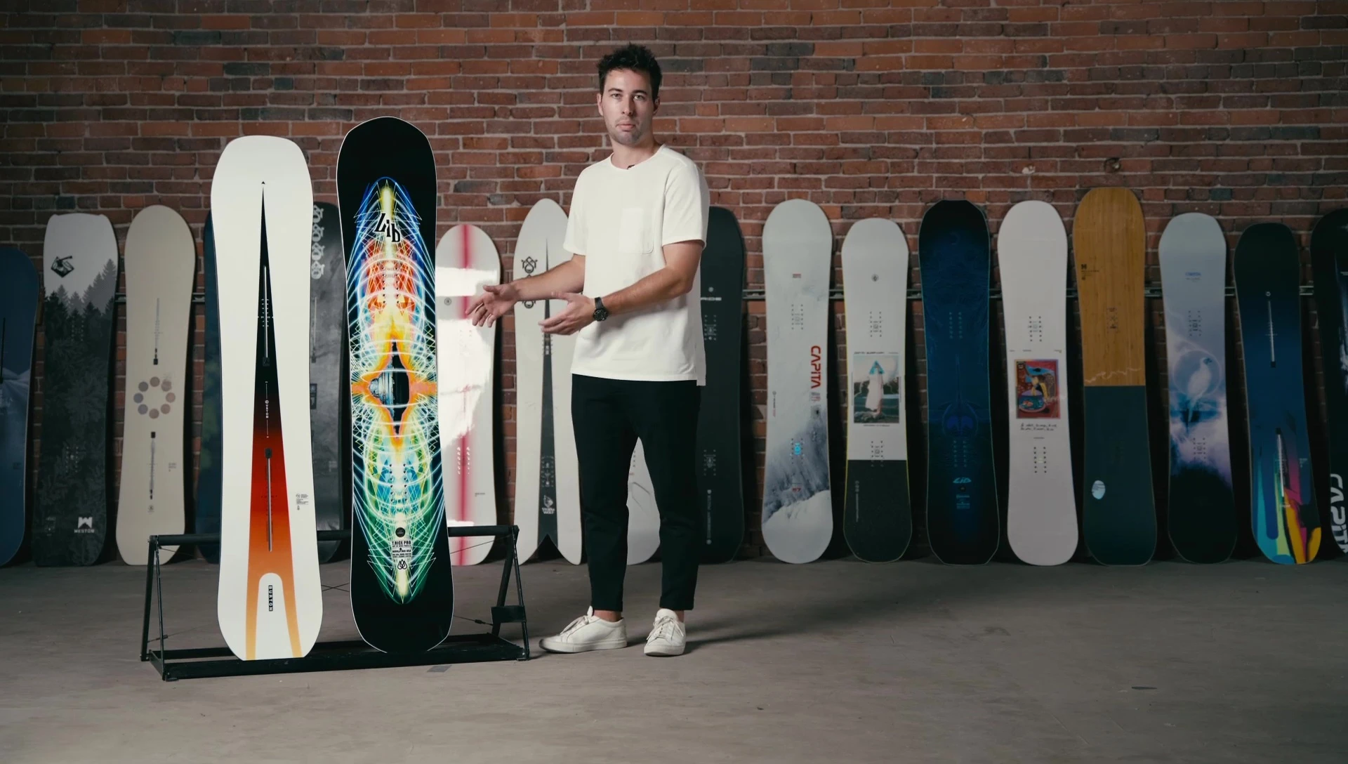 Rider smoothly maneuvering the Lib Tech T-Rice Pro