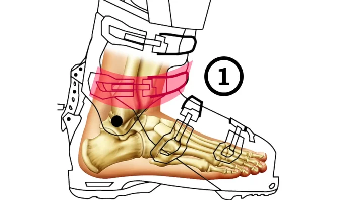 Fasten the top buckle snugly for lower leg support and forward shin pressure.