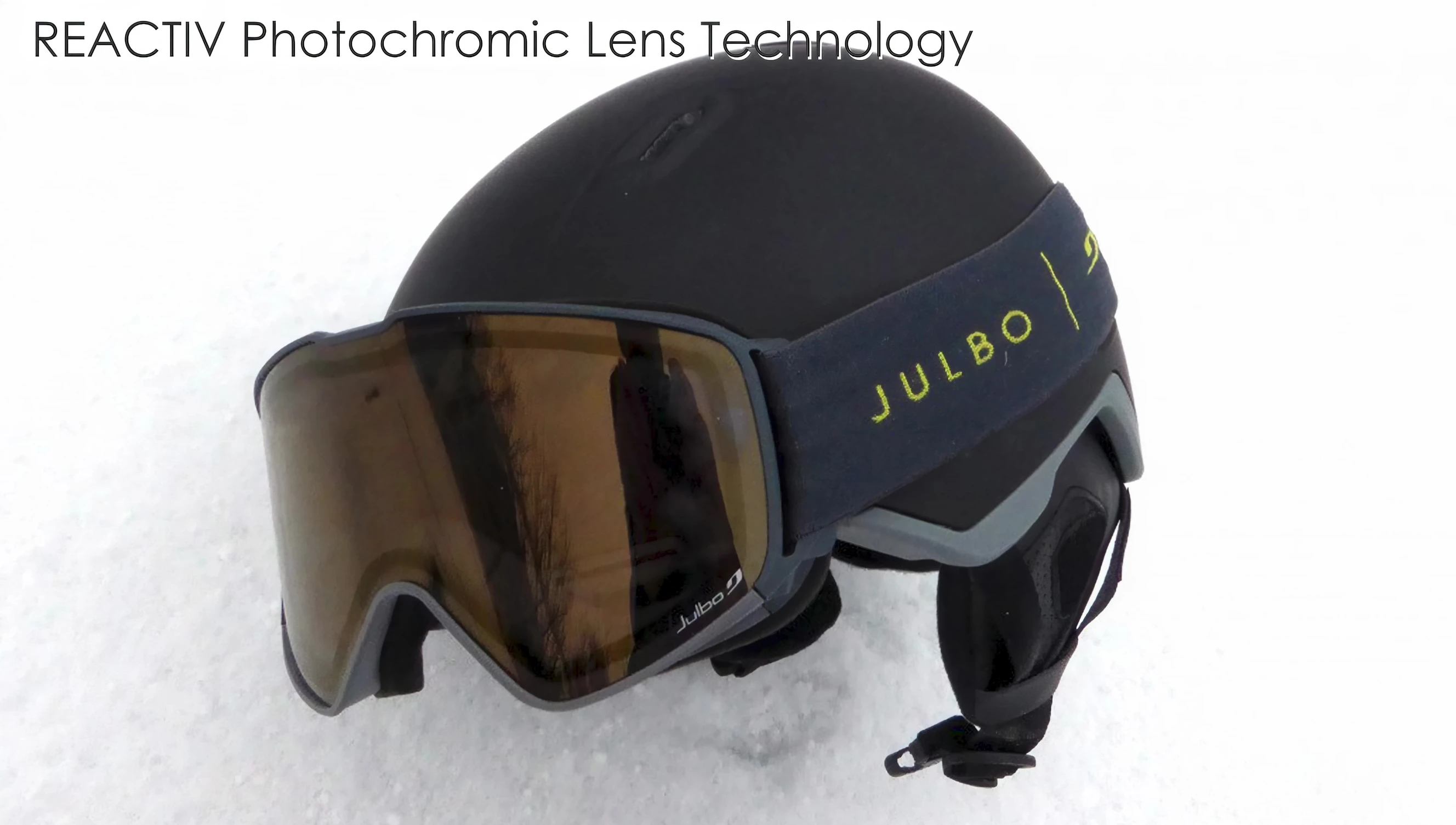 Close up of Julbo Serius lens demonstrating photochromic capabilities
