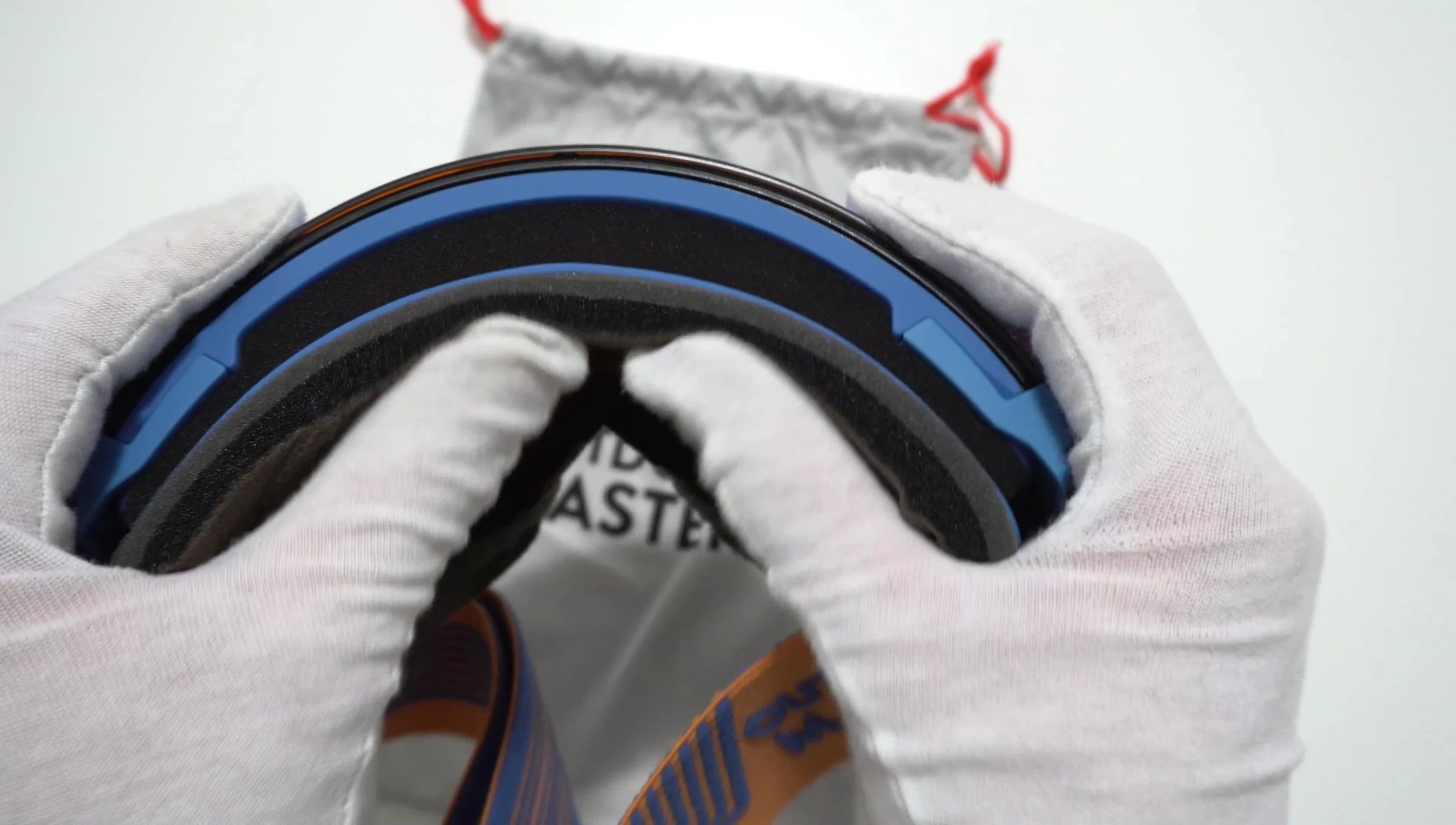 Close-up shot of the foam padding around the frame, showing its softness and thickness.