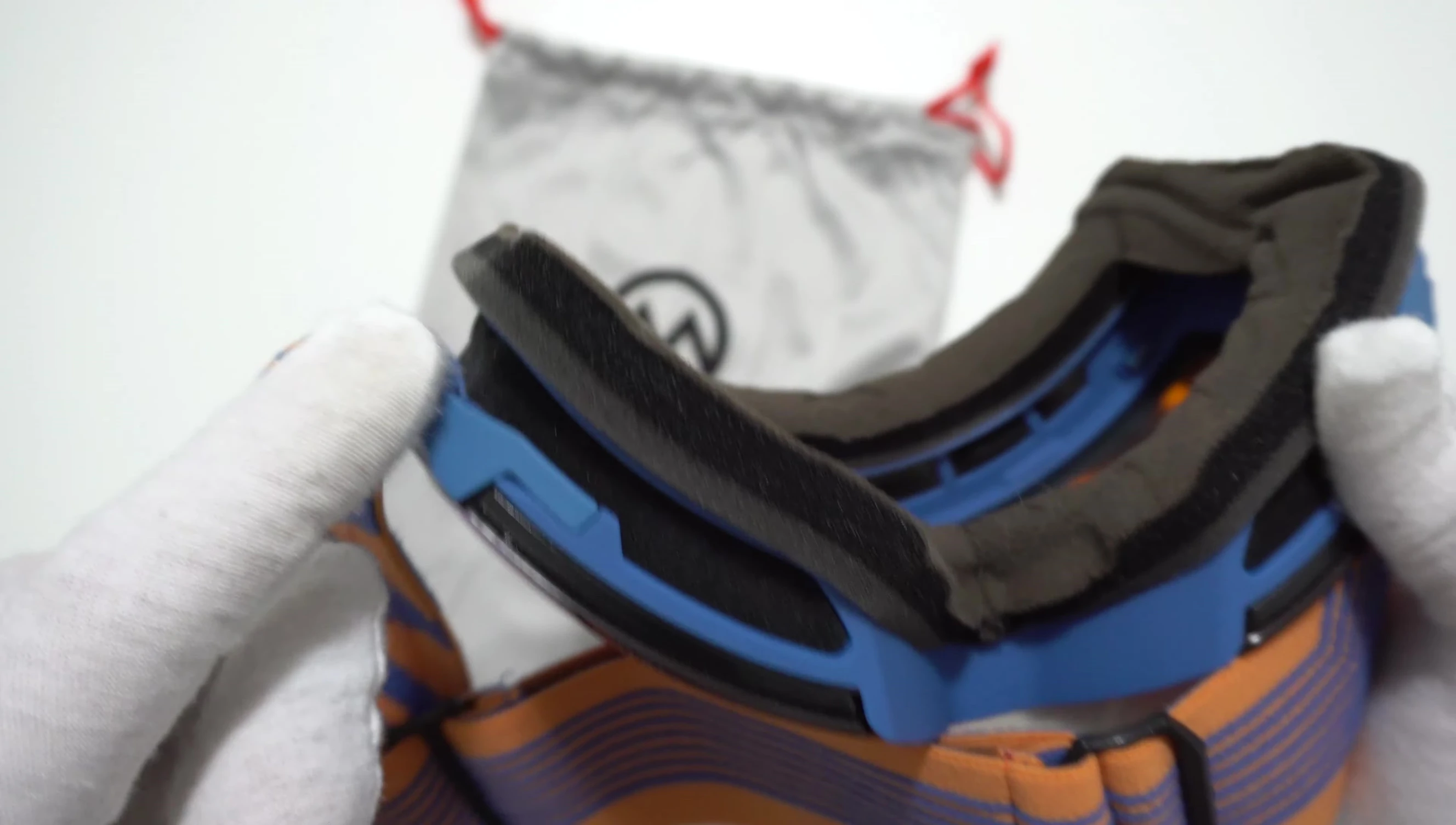 View of the air vents on the frame of the goggles.