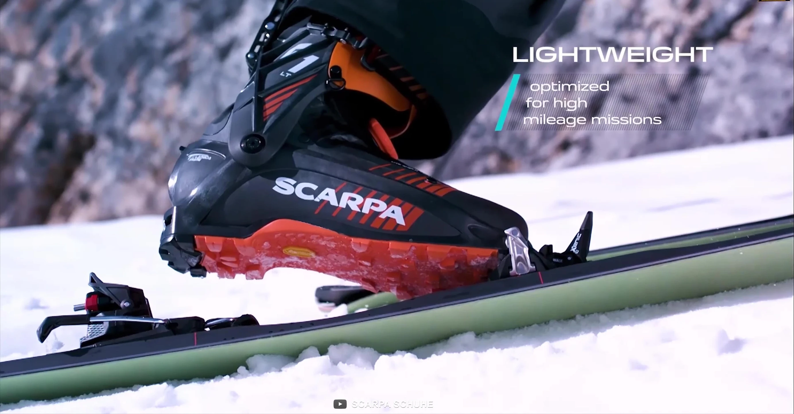The Scarpa F1 LT ski boot