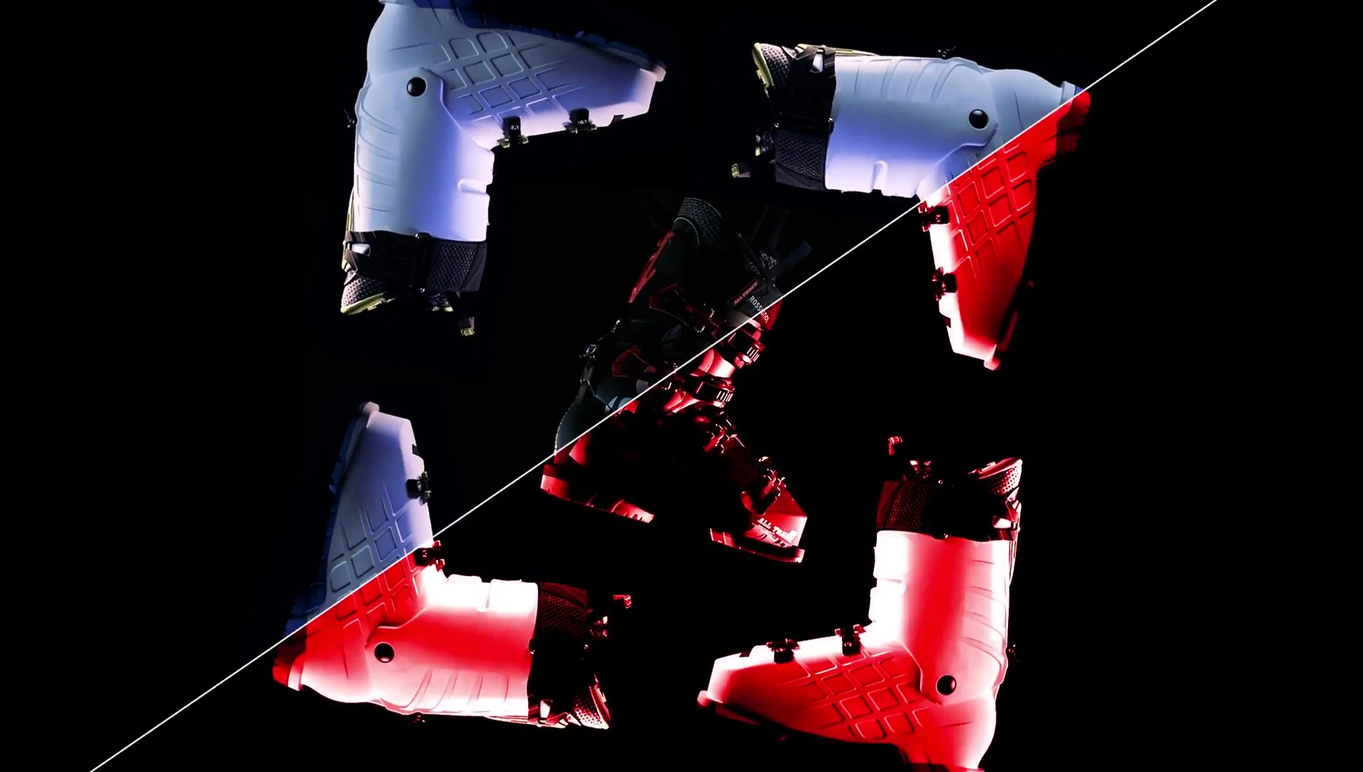 Skiers enjoying themselves in diverse conditions while wearing Rossignol boots.