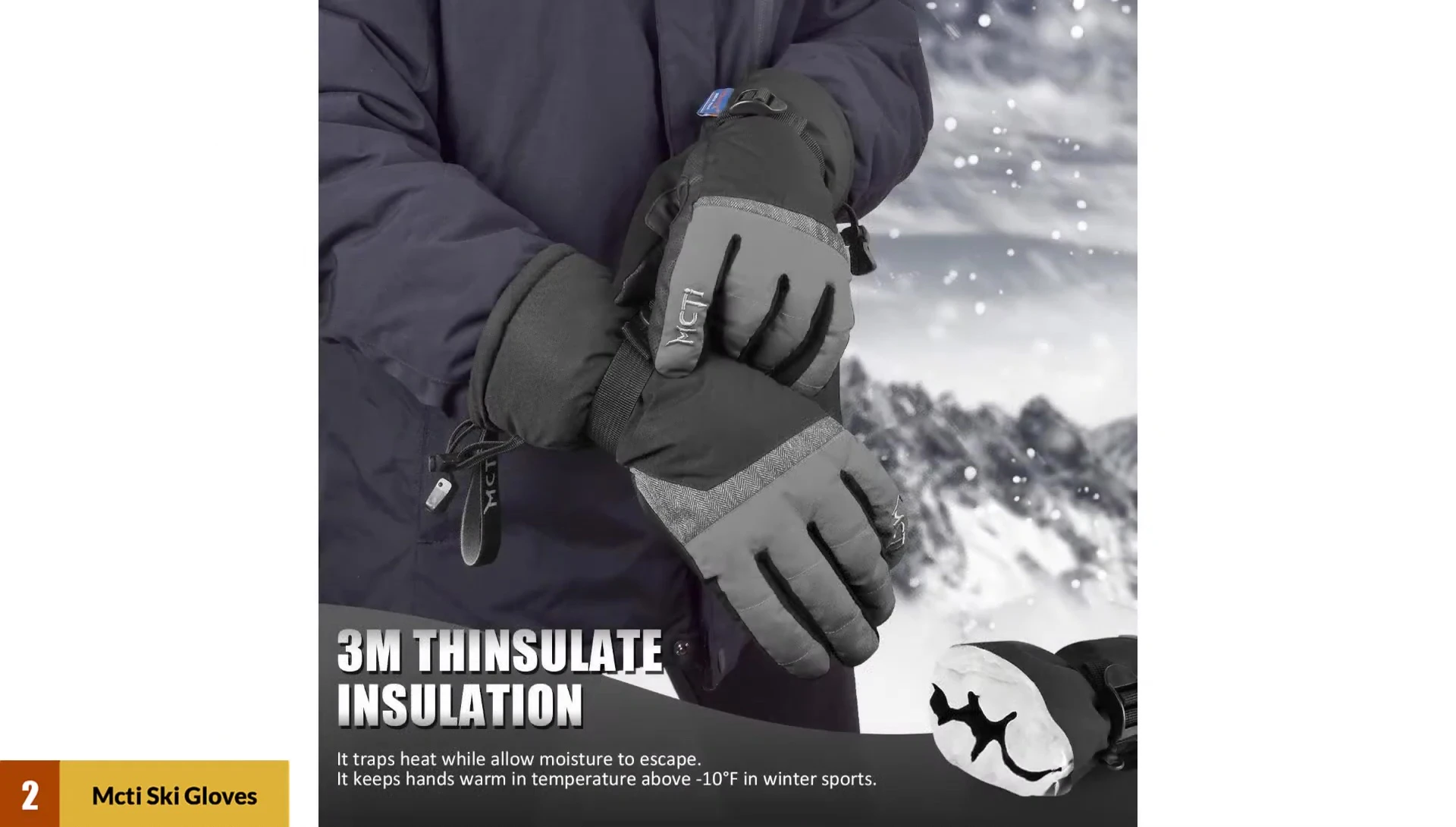Detail shot showing the glove's insulation