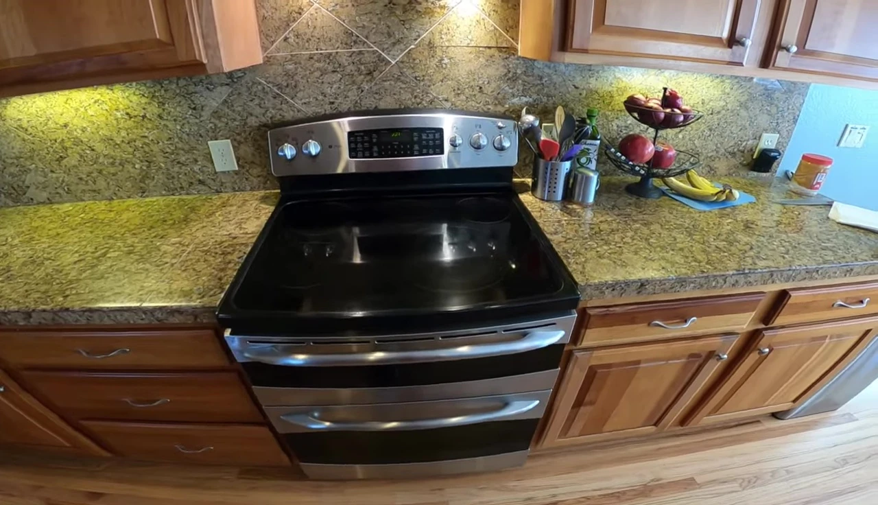 Close-up of standard kitchen oven settings.