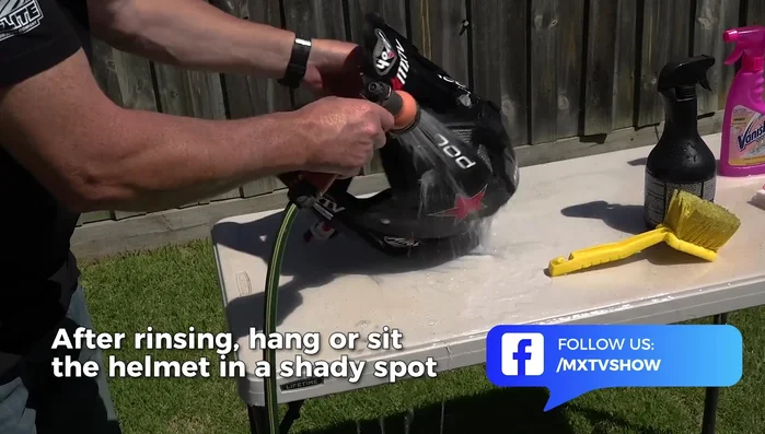 Once dry, spray with helmet shine for an extra-clean finish.