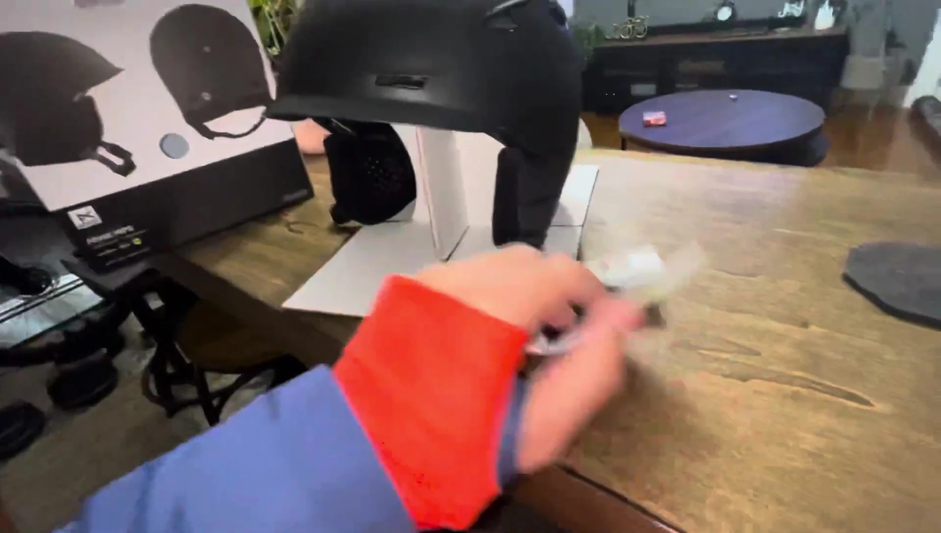 Shot showcasing the MIPS technology inside the helmet.