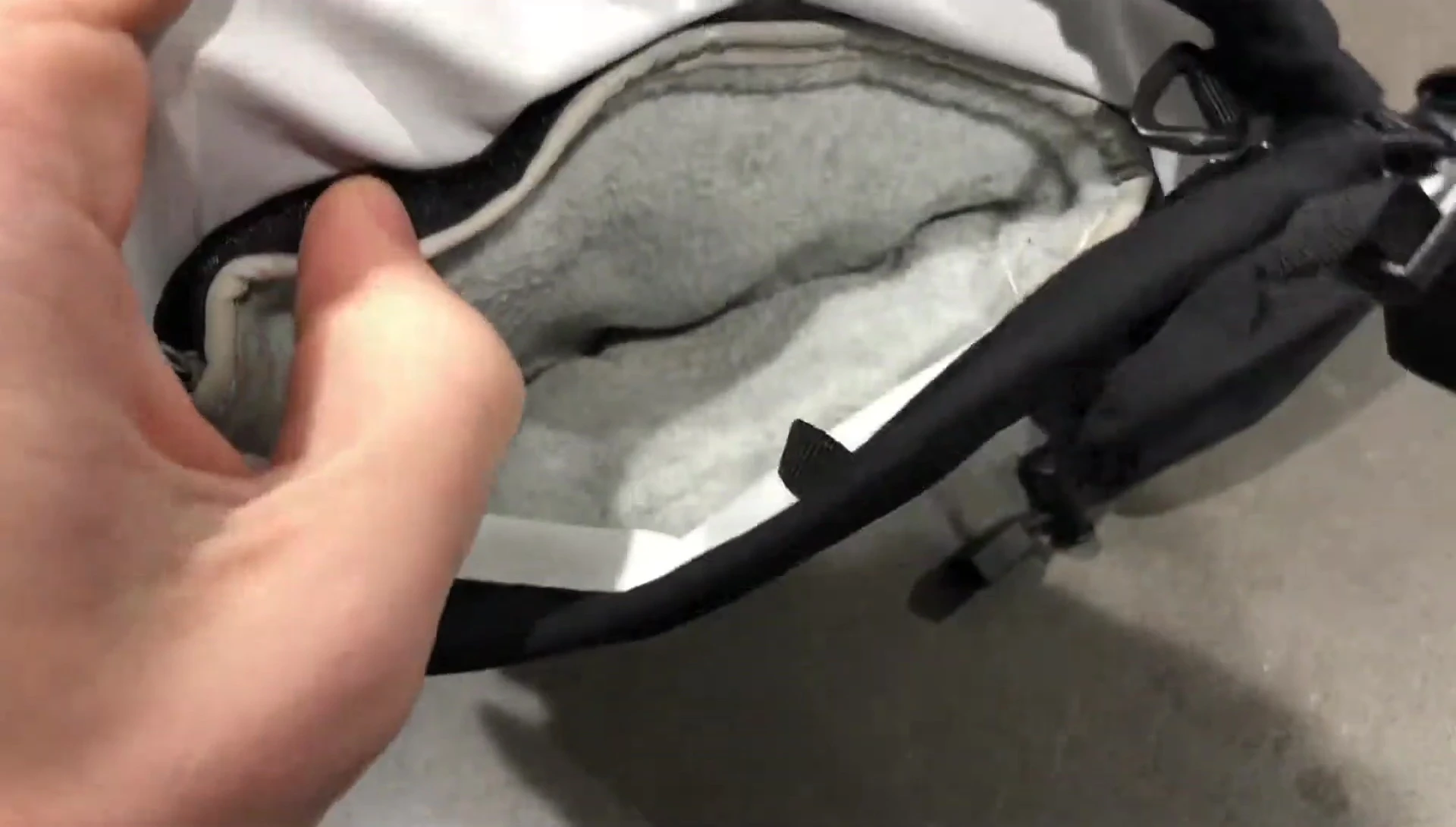 Close-up of the Gore-Tex membrane inside the glove.