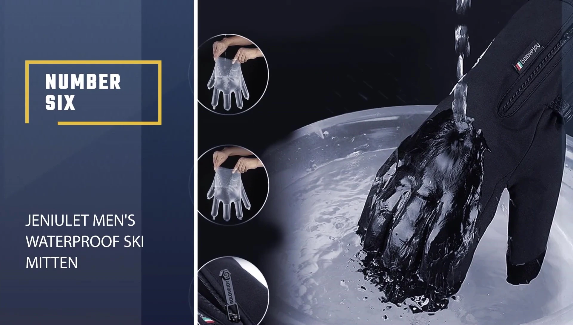 Geniulette Men's Waterproof Ski Mittens displayed