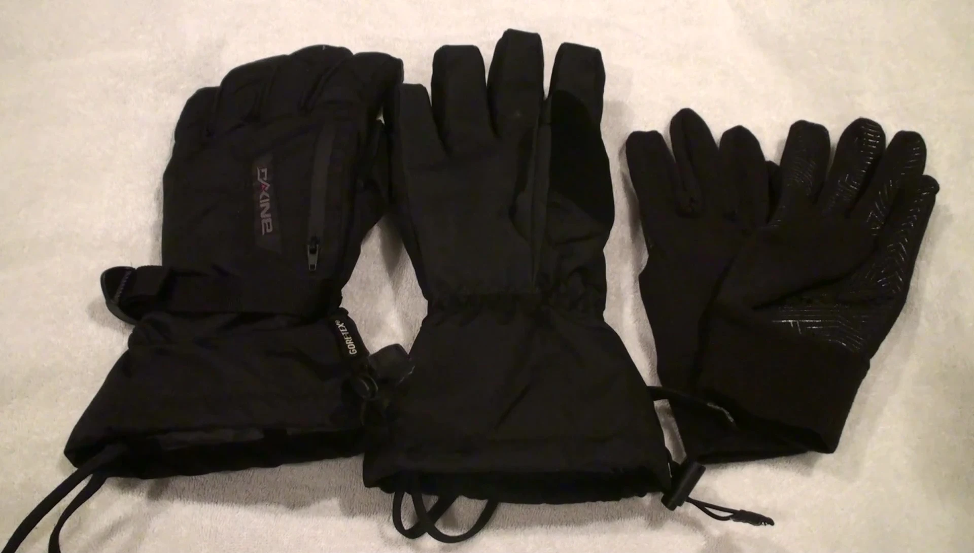 Gloves demonstrating their dryness after use.