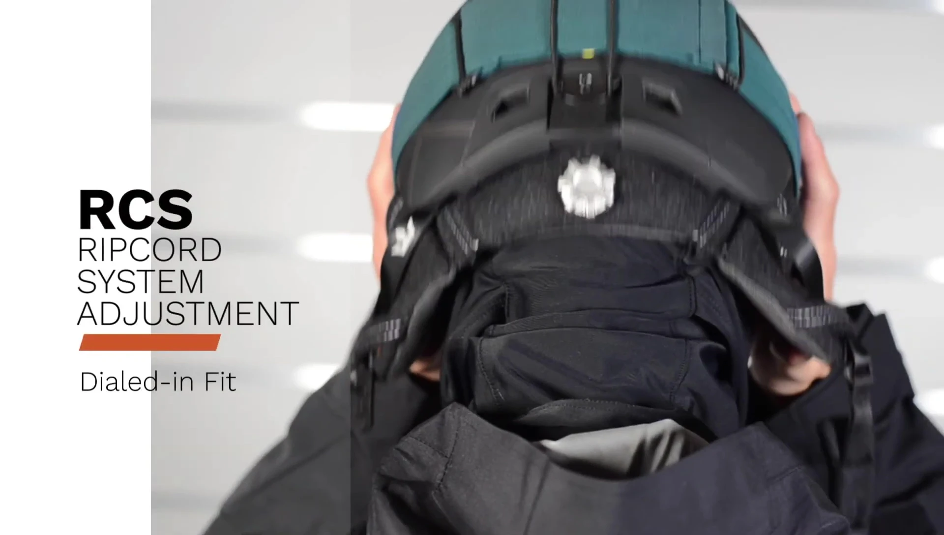 Close-up of the helmet's fit system.