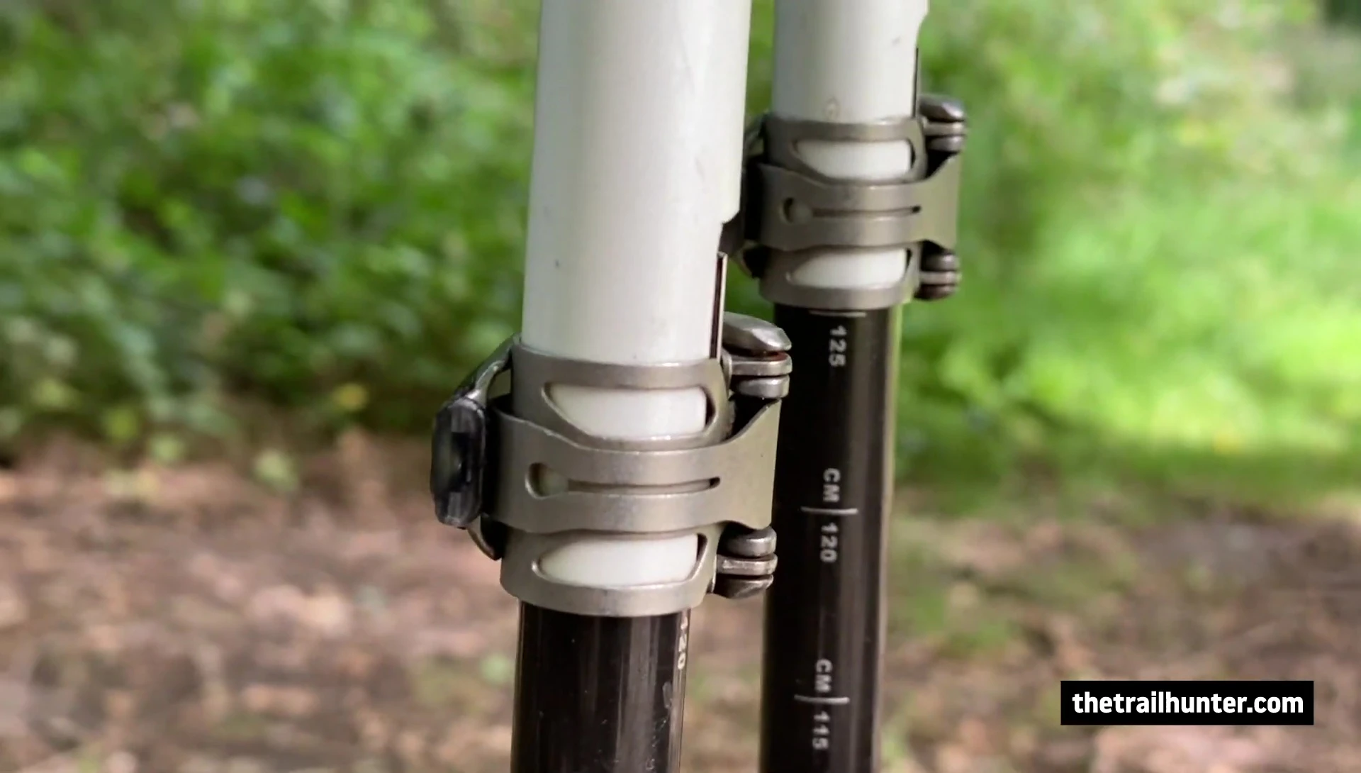 The aluminum flick locks on the trekking pole shaft.
