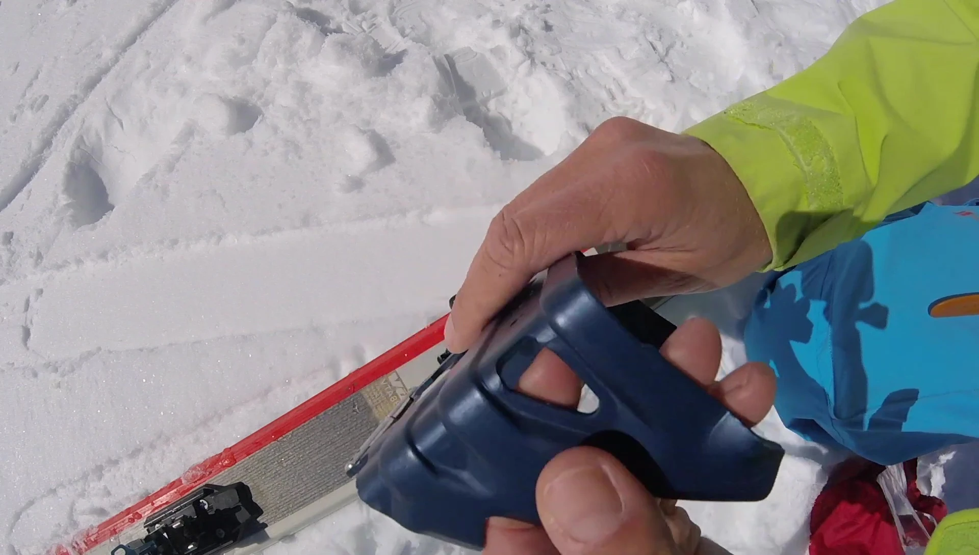 Showing the compatibility with Dynafit crampons