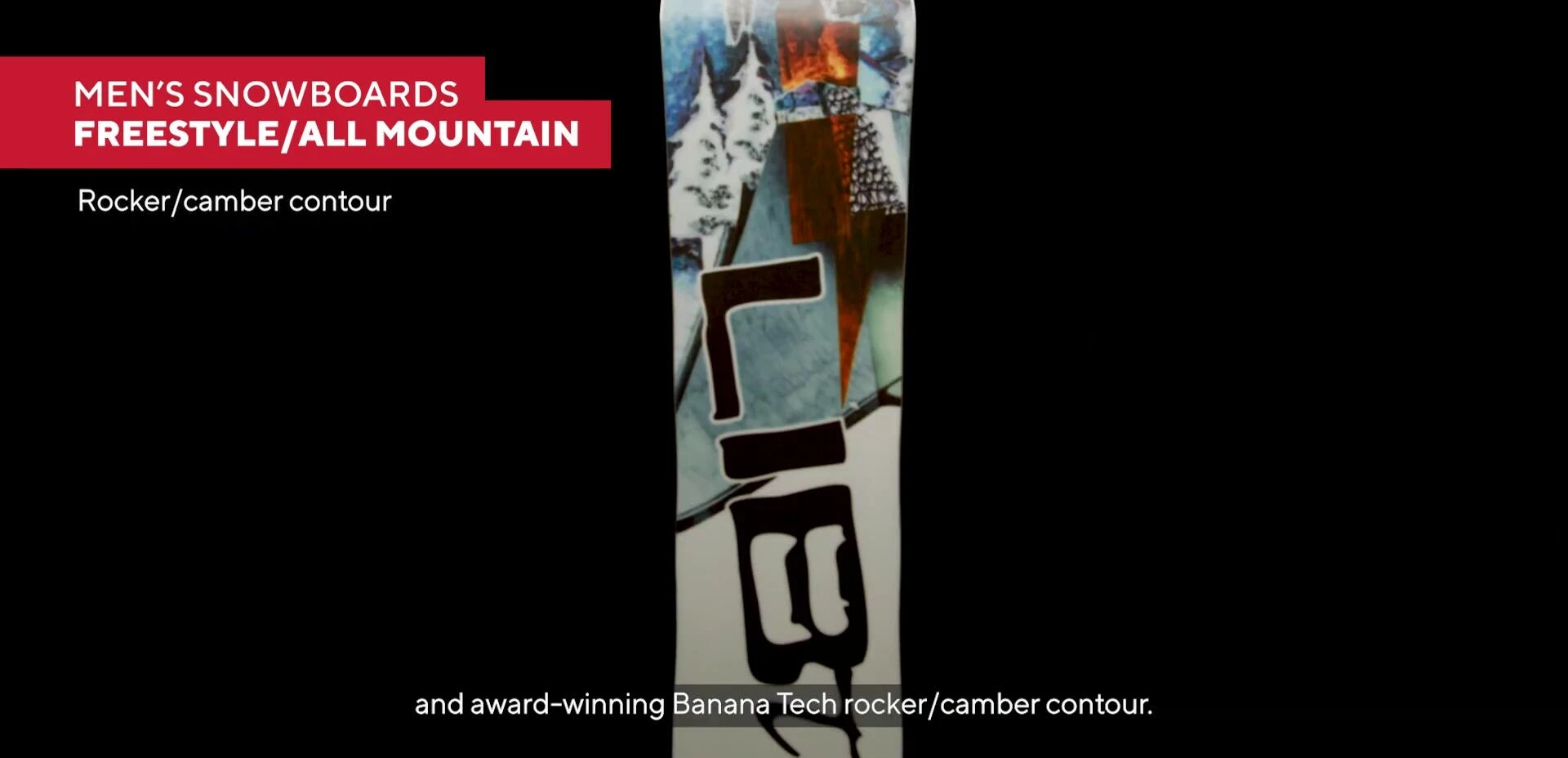 Close-up shot of the Lib Tech Skate Banana snowboard.