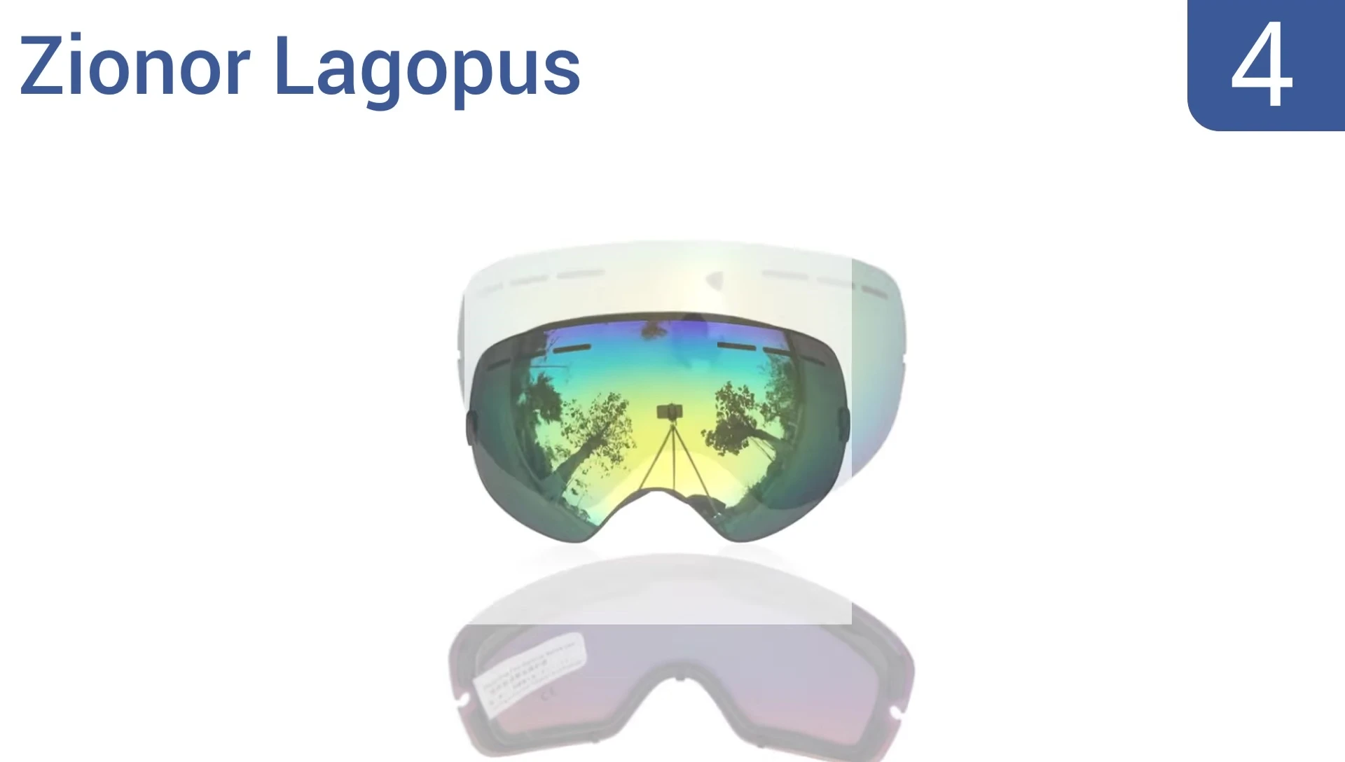 Close-up showing the lens and clips of the Ziona Lagopus goggles.