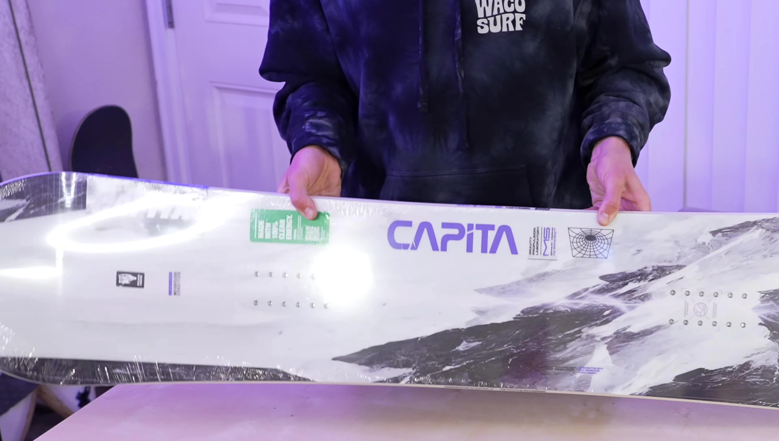 Shot showing the versatility of the snowboard