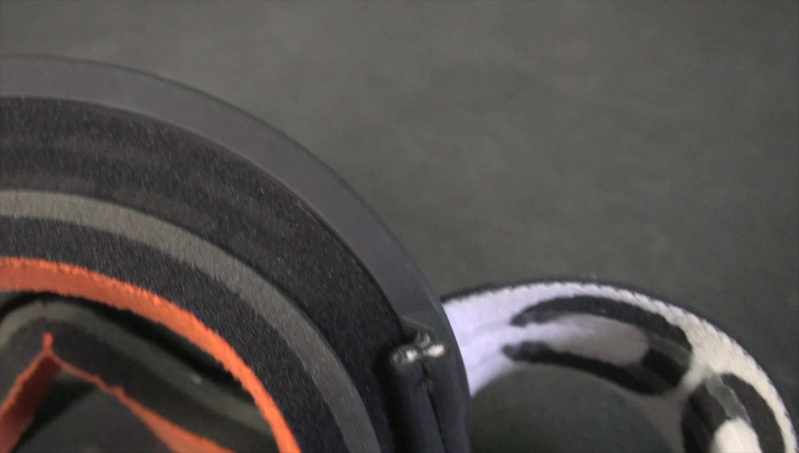 Shot showing the ventilation system of the goggles.