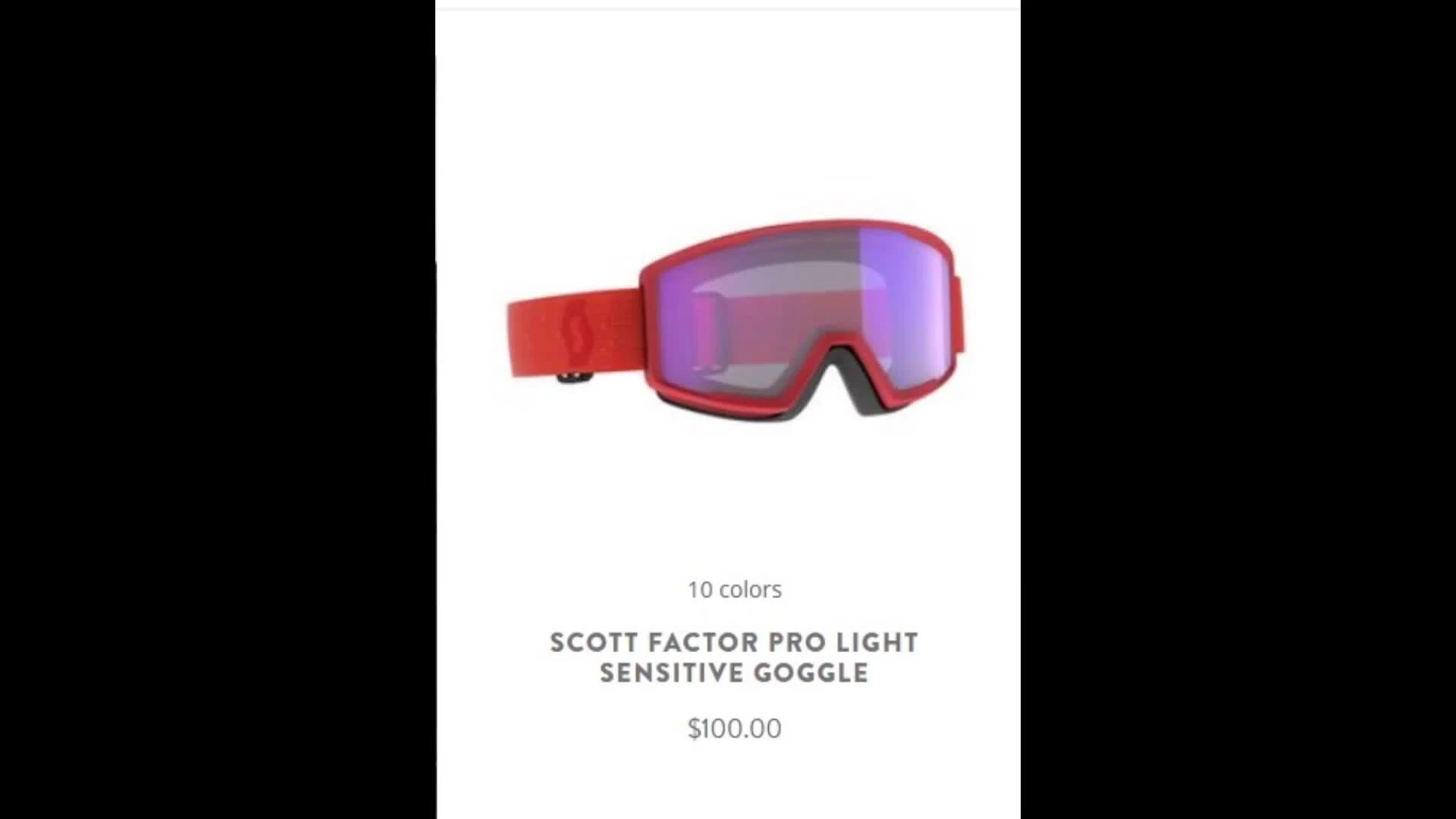 Image showing the price tag or packaging of the goggles, highlighting the $100 price.