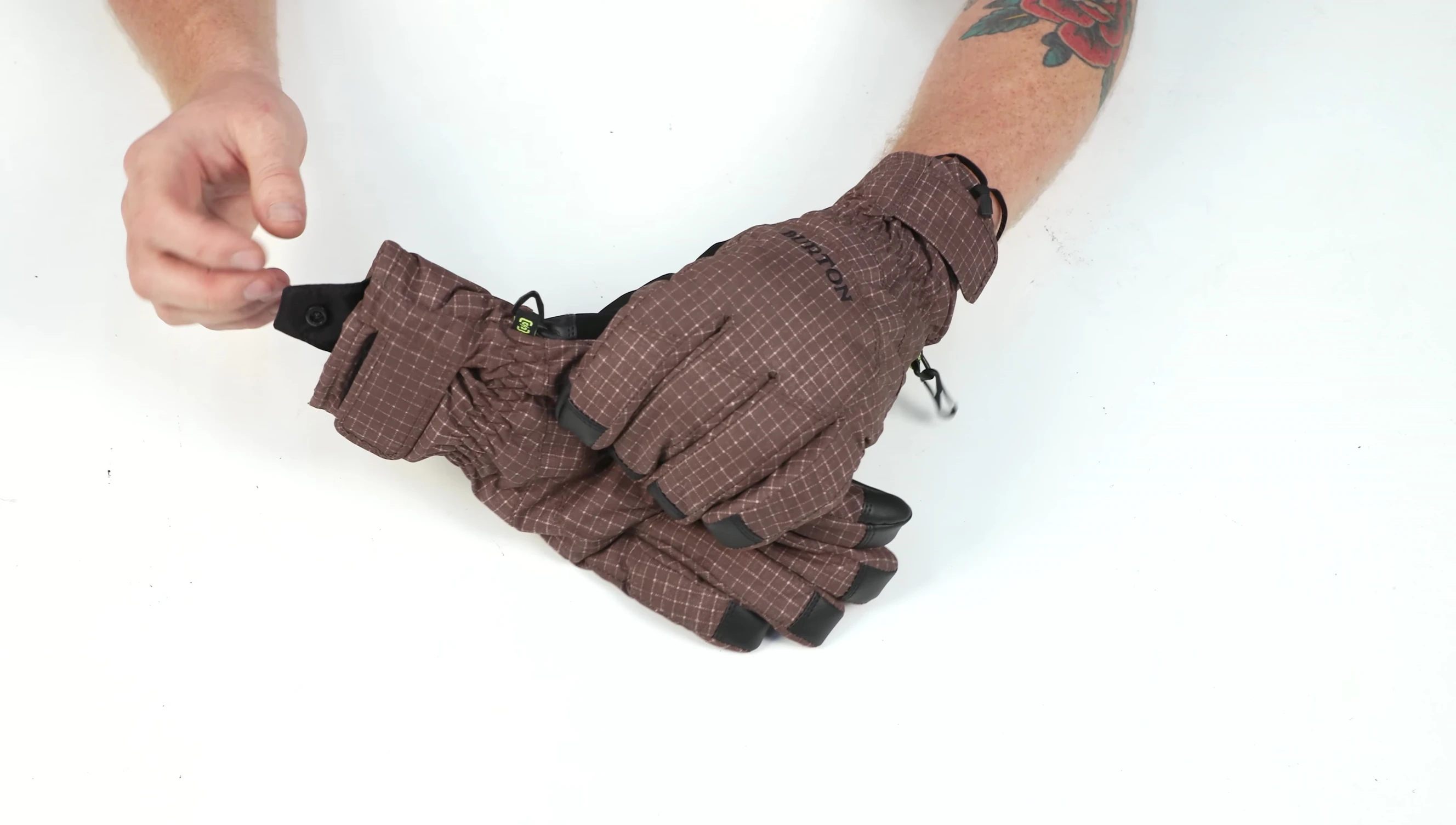 Shot emphasizing the glove's thickness, indicative of the insulation.
