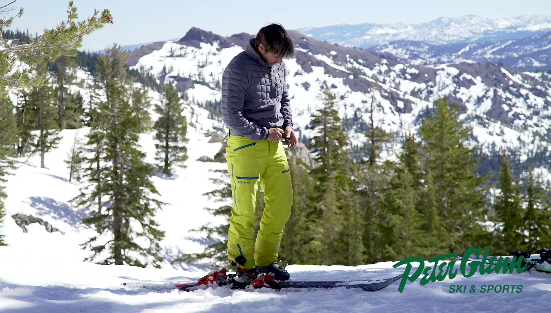 Close-up showcasing the texture of the Marmot Free Rider GTX pant material.