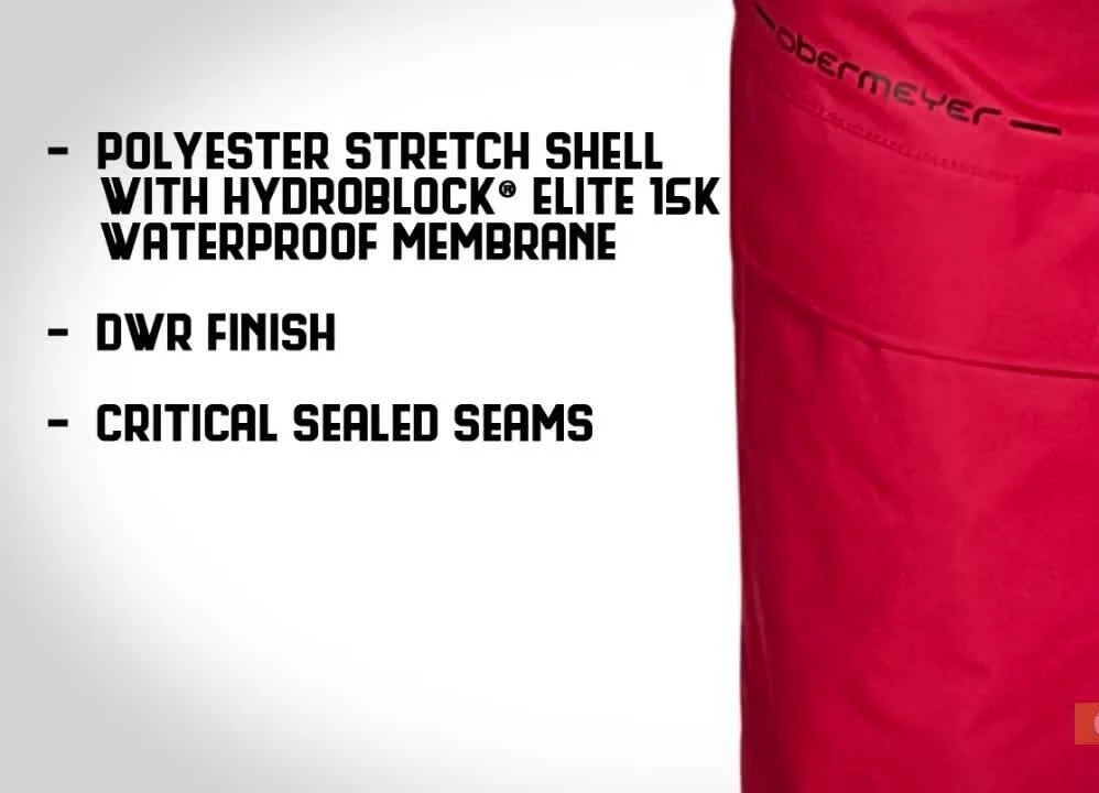 Close-up shot highlighting the waterproof membrane technology of the Obermeyer Quantum ski pants.