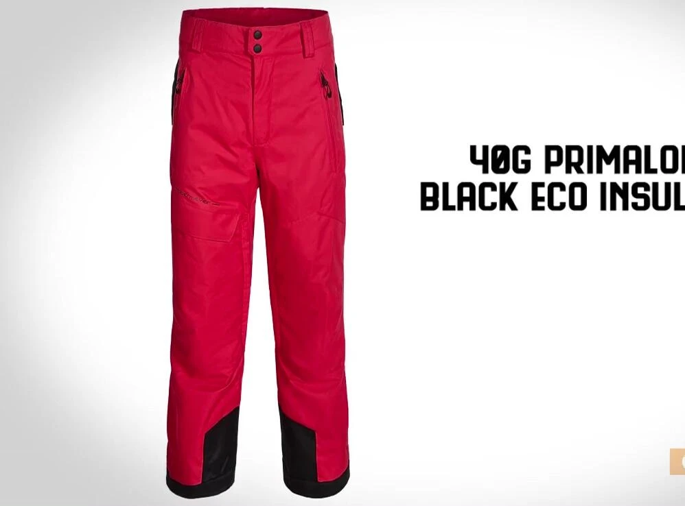 Image emphasizing the eco-friendly and recycled materials used in the pants' construction.
