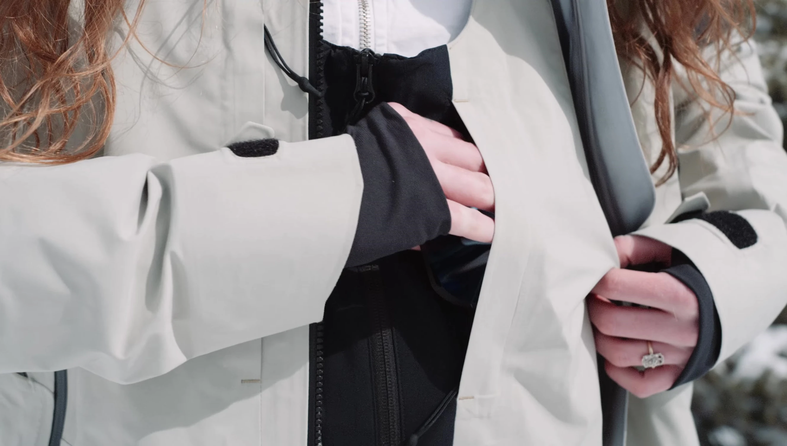 Detail shot highlighting bib's chest pockets