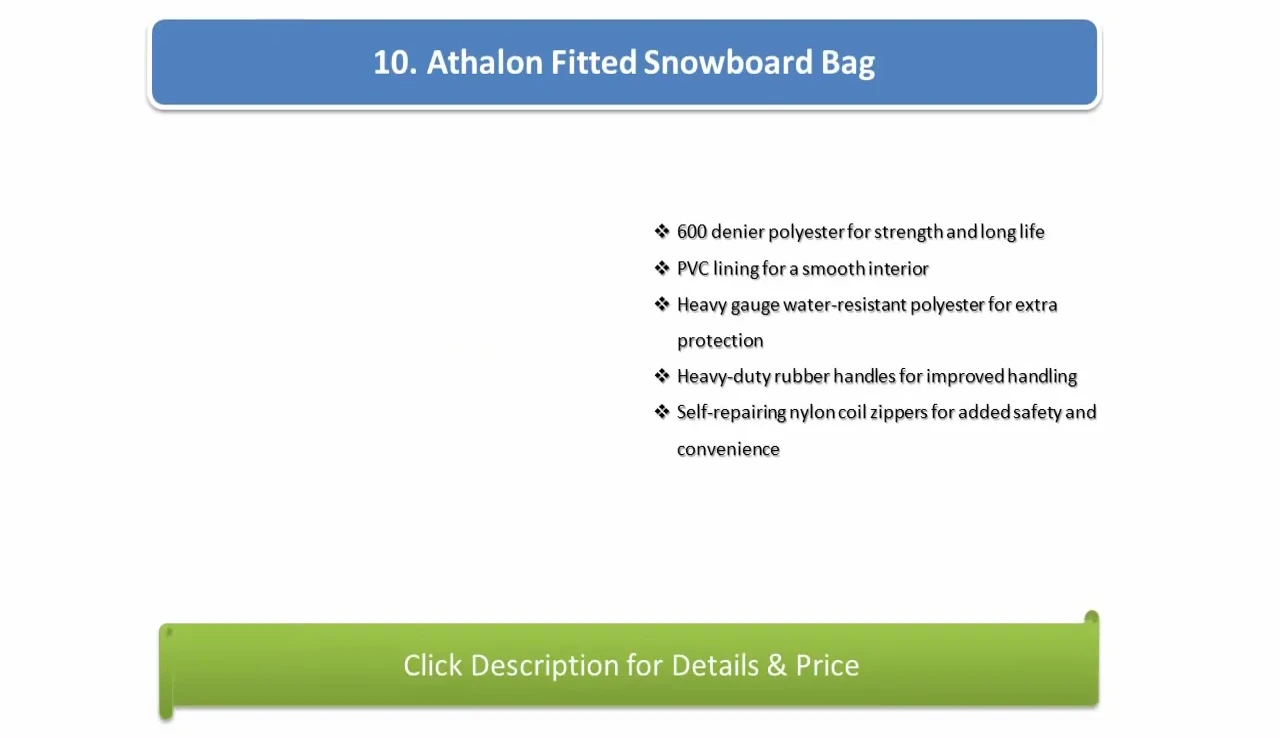 Close-up of the Athlon snowboard bag showcasing its features.