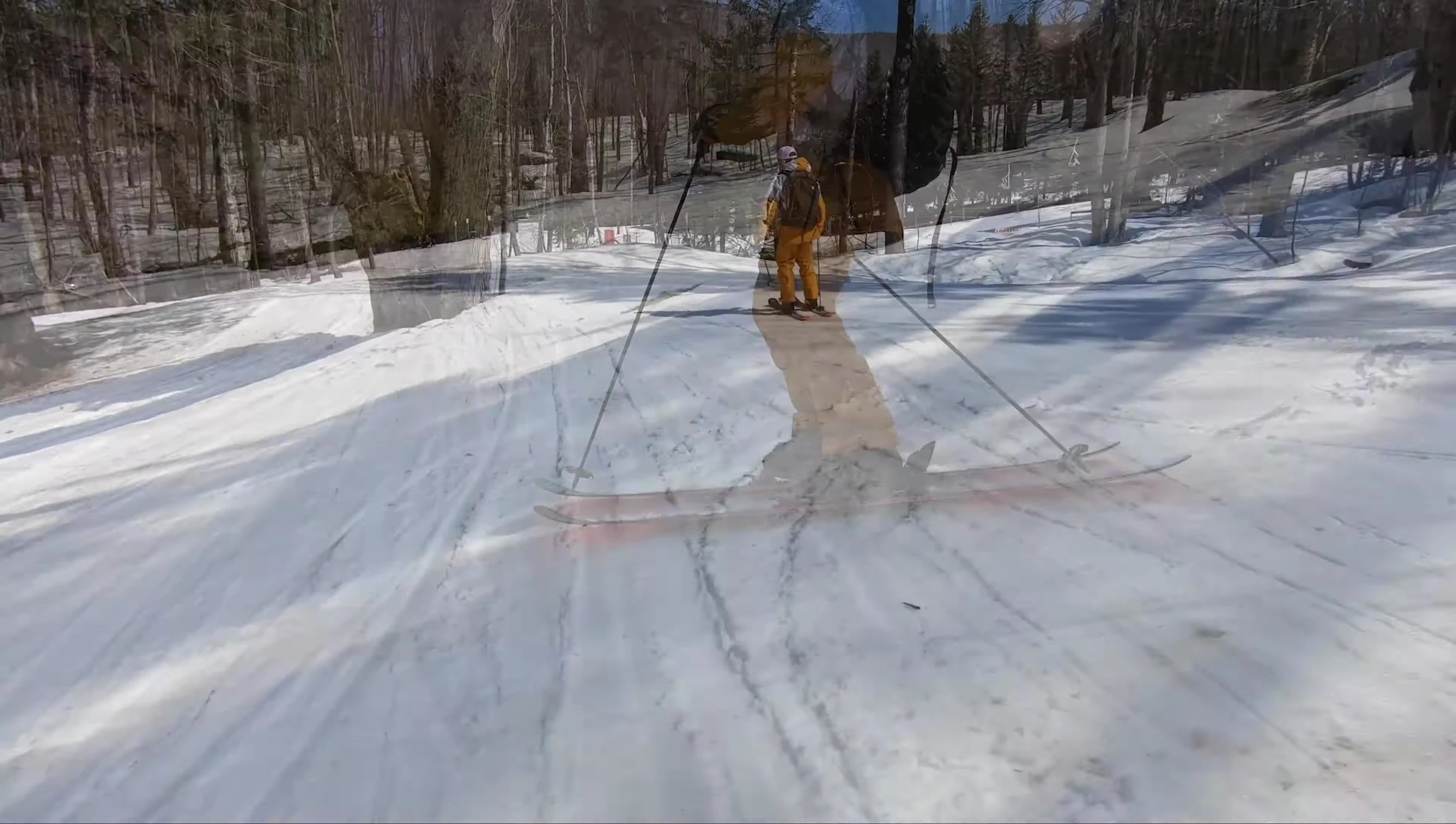 Skier at the bottom of the hill, showcasing satisfaction after a ski run
