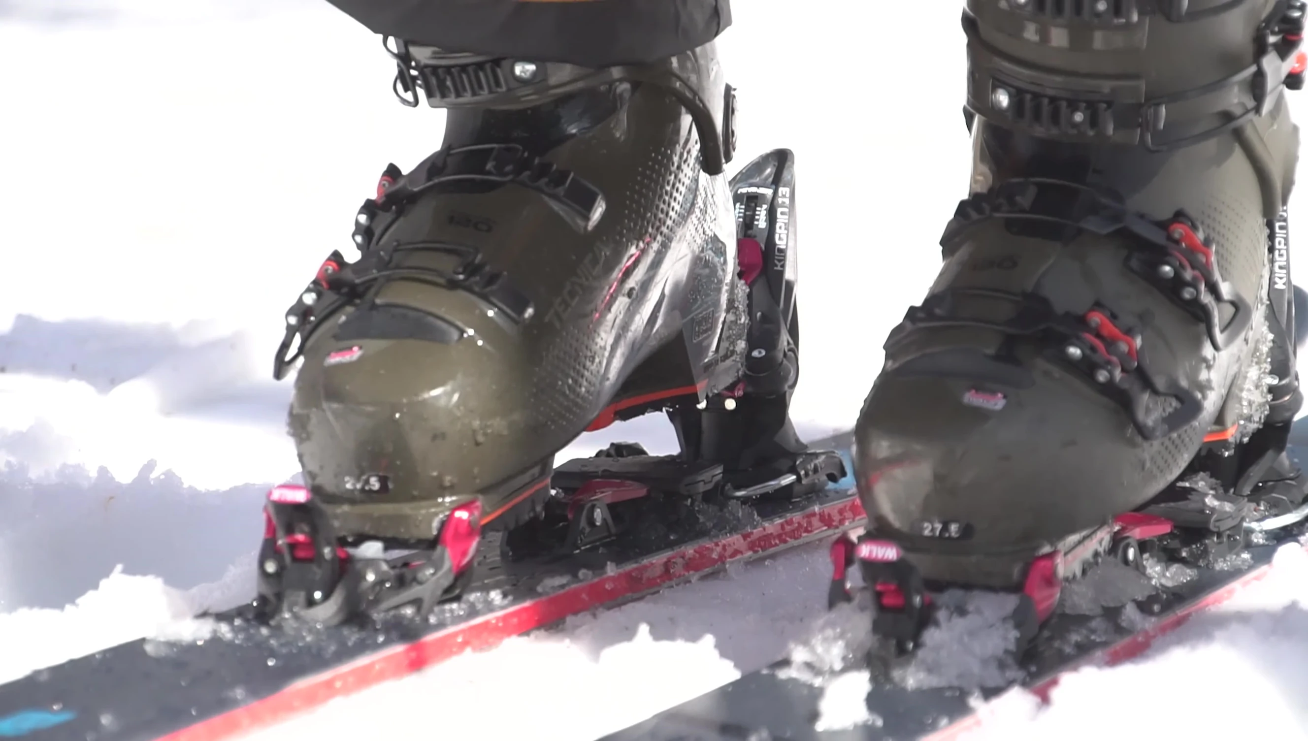 A shot demonstrating the adjustability of the boot's clips