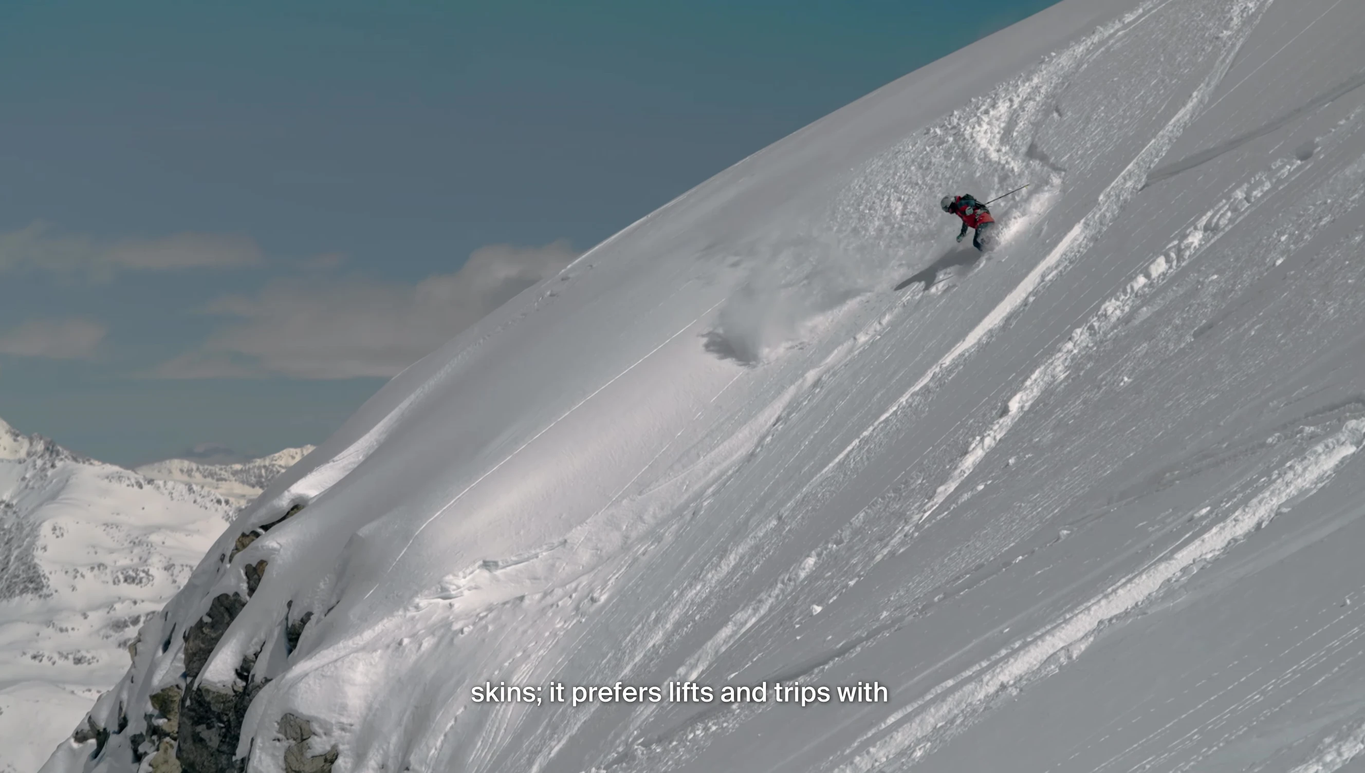 Footage of a skier using the boots on a slope.