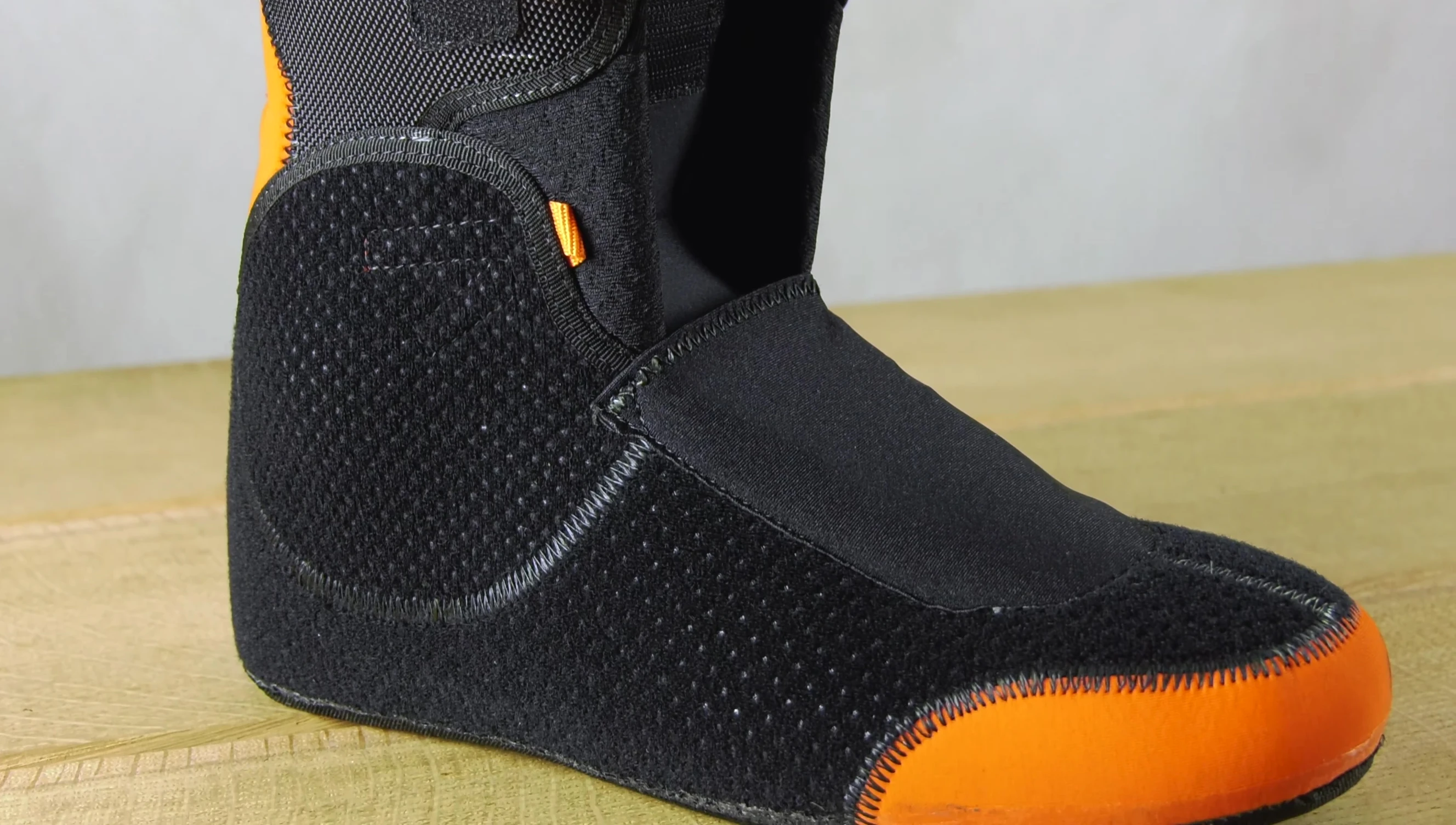 Close-up of the boot's inner liner and collar.