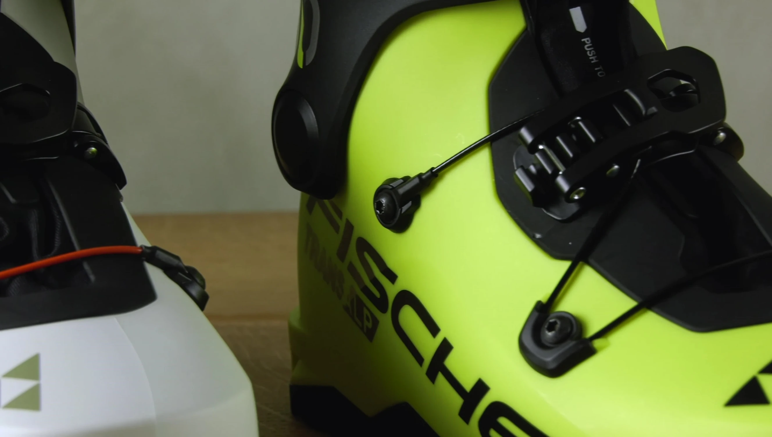 Close-up showcasing the boot's closure system and buckle.