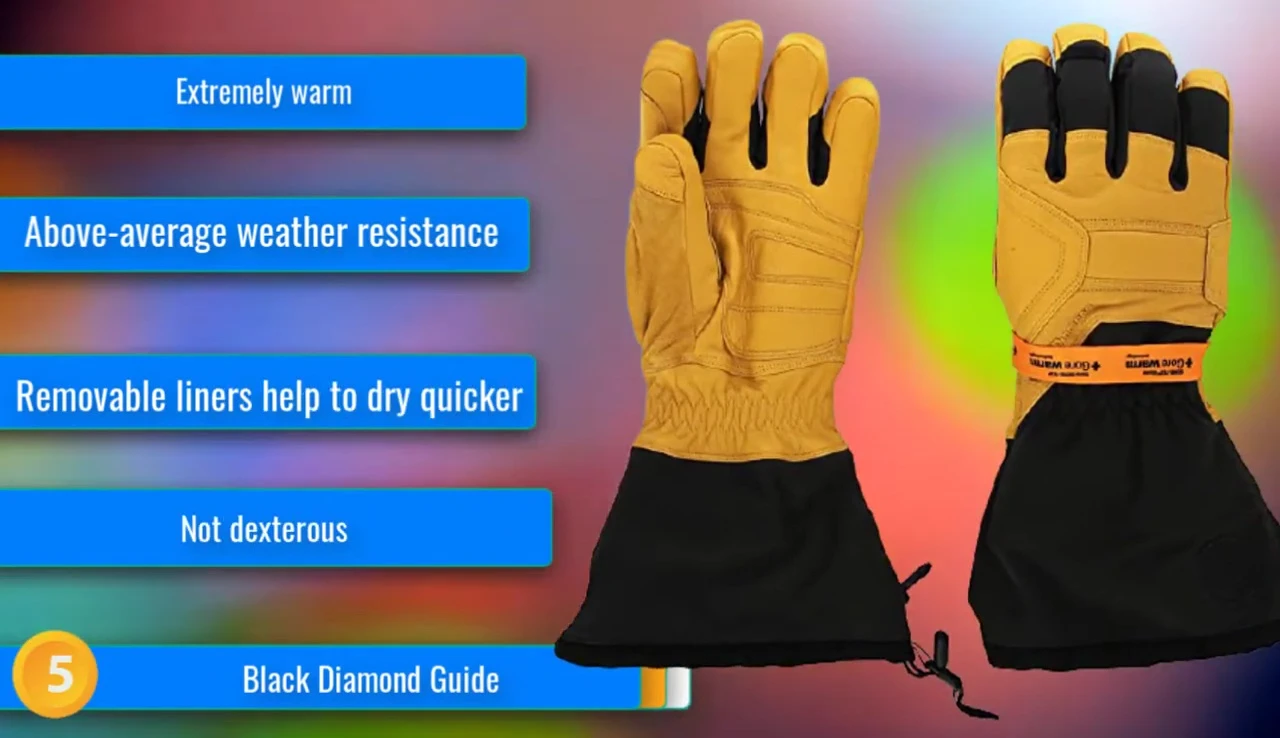 Black Diamond Guide glove in use during a mountaineering expedition