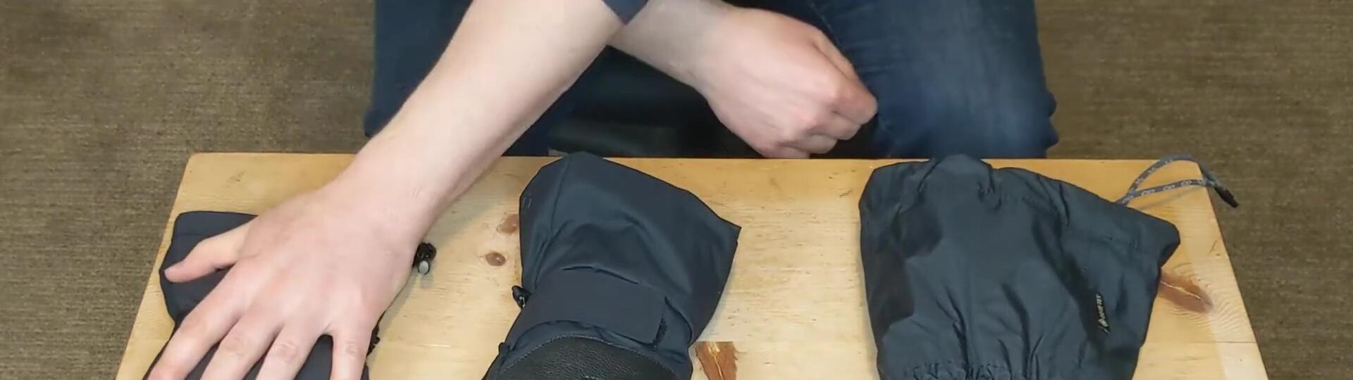 Reviewer showing the Highcamp glove fit.