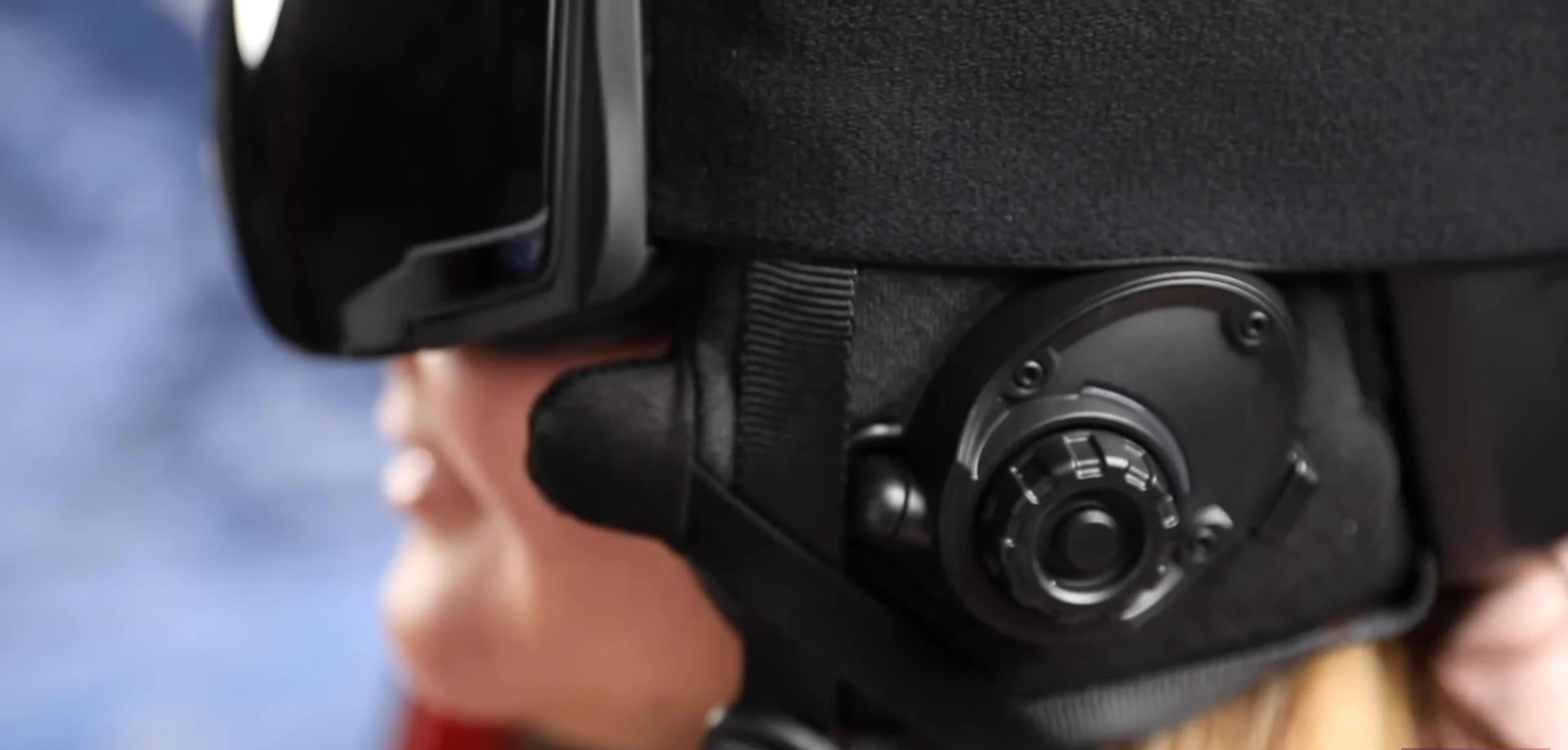 Close-up of the helmet controls