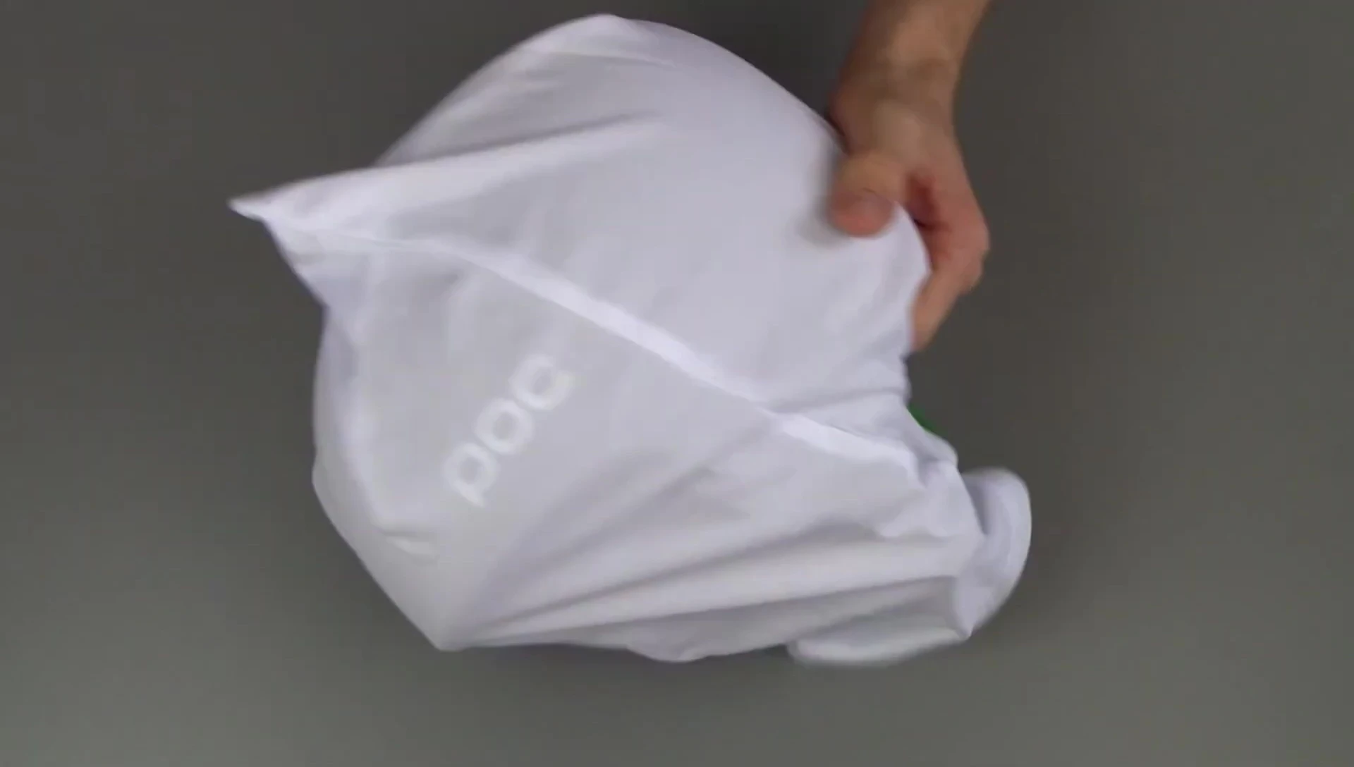 The helmet inside a protective bag
