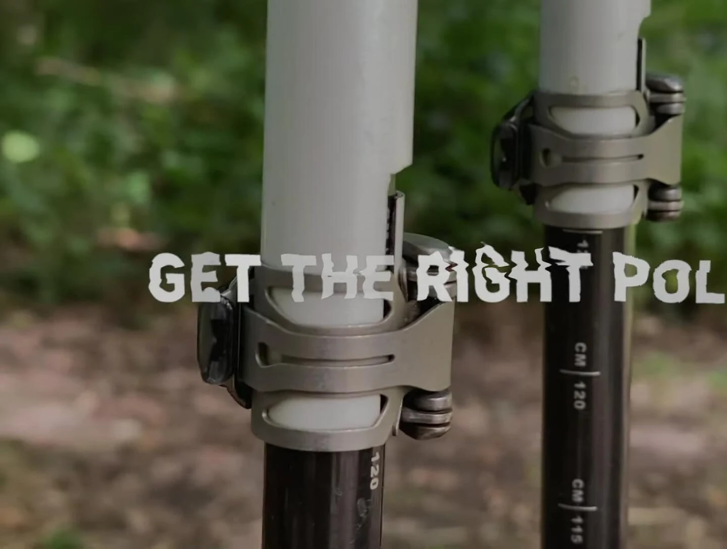 Close up of trekking poles with flip locks