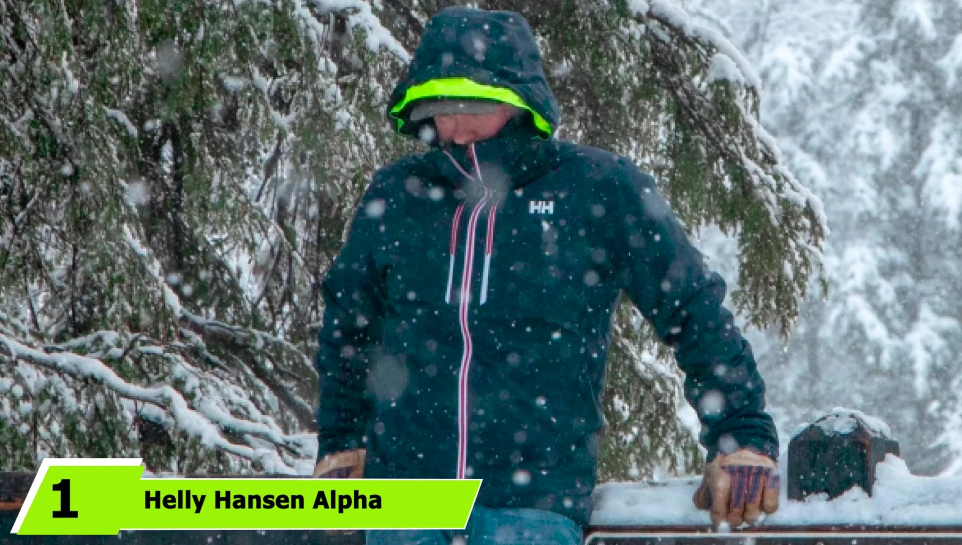 Close-up shot of the Heli Hansen Alpha Lee Fall Off ski jacket