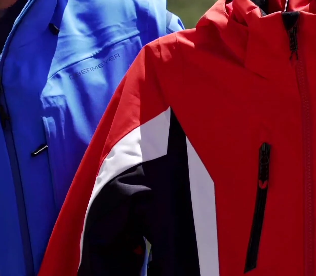 View of the jacket's various pockets.