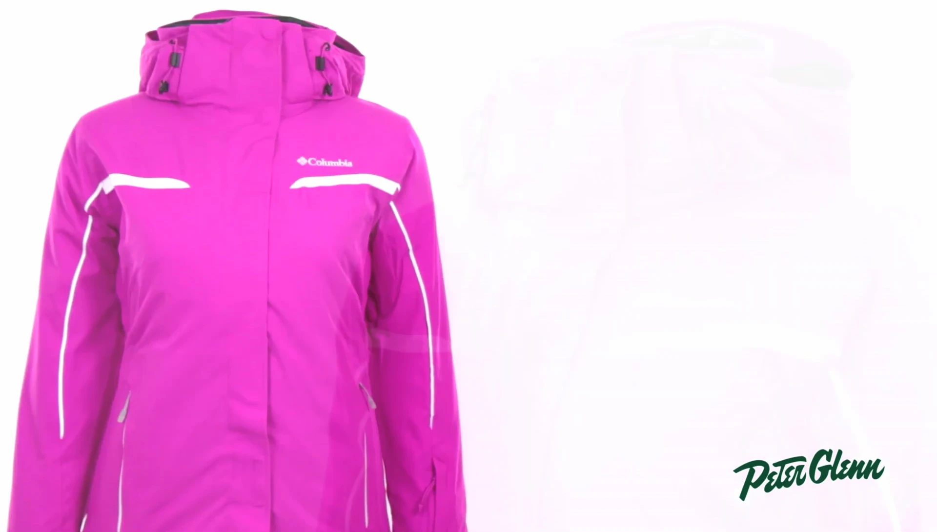 Model showcasing the jacket's waterproof capabilities.